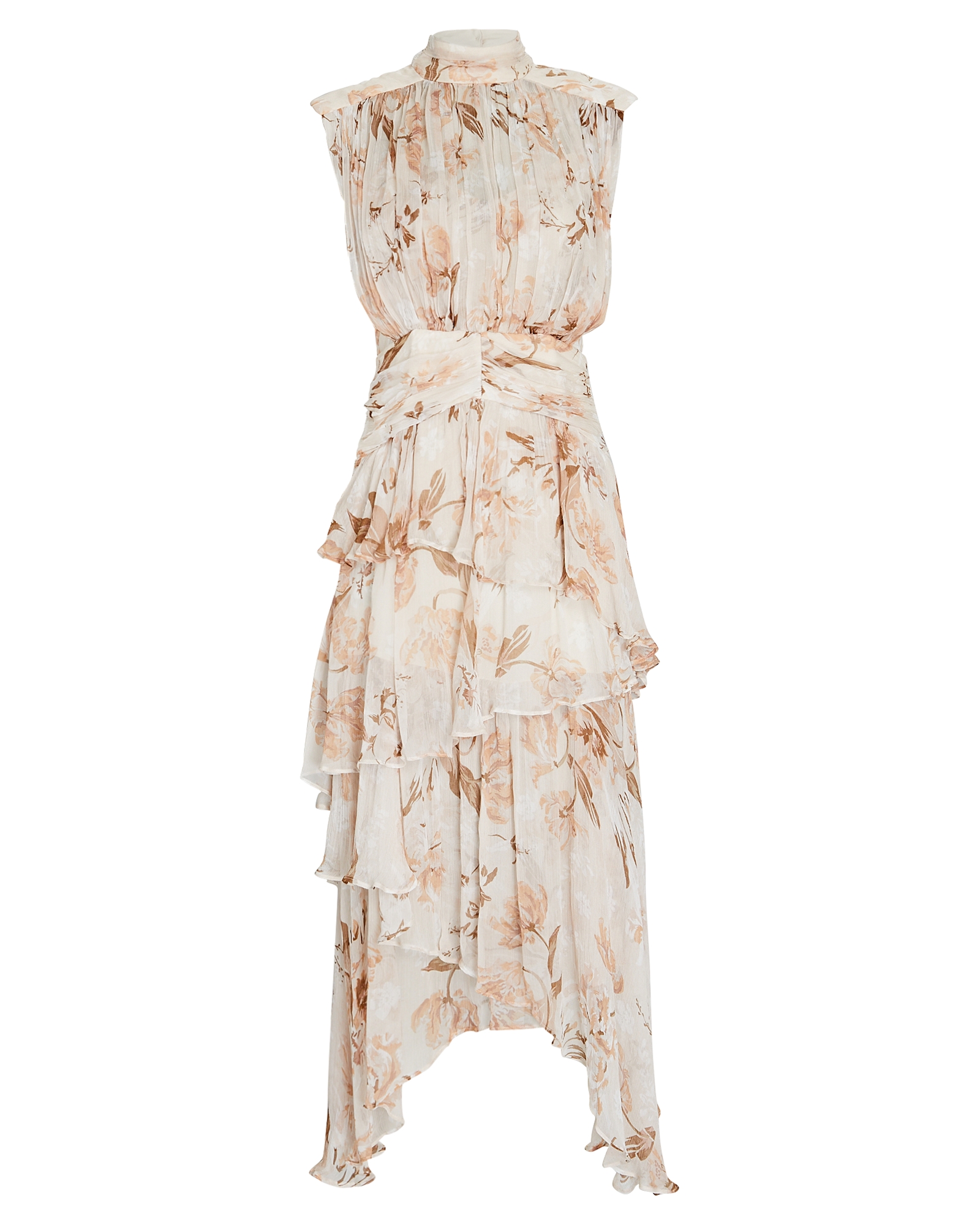 Shona Joy Nina Ruched Floral Chiffon Midi Dress | INTERMIX®