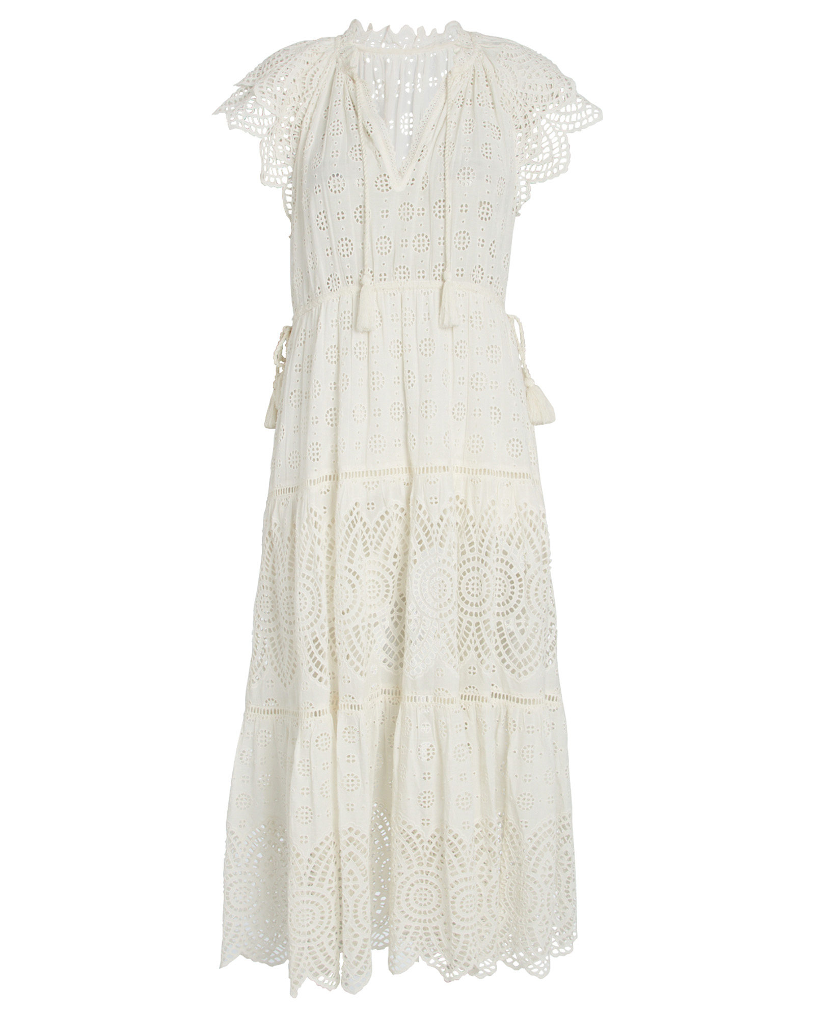 Ulla Johnson Gianna Eyelet Midi Dress In White