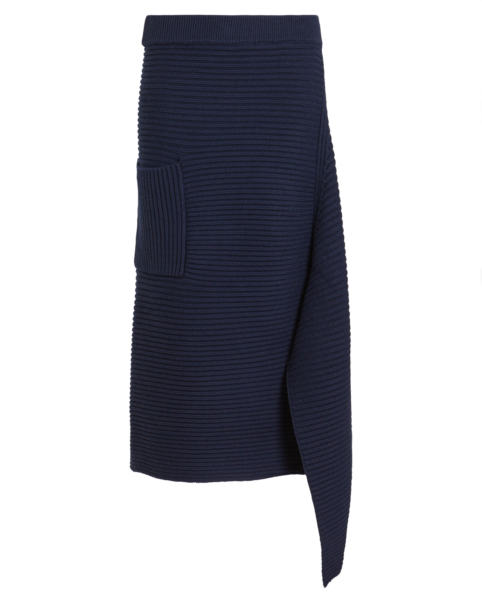 Tibi Merino Wool Origami Slit Skirt In Navy | ModeSens