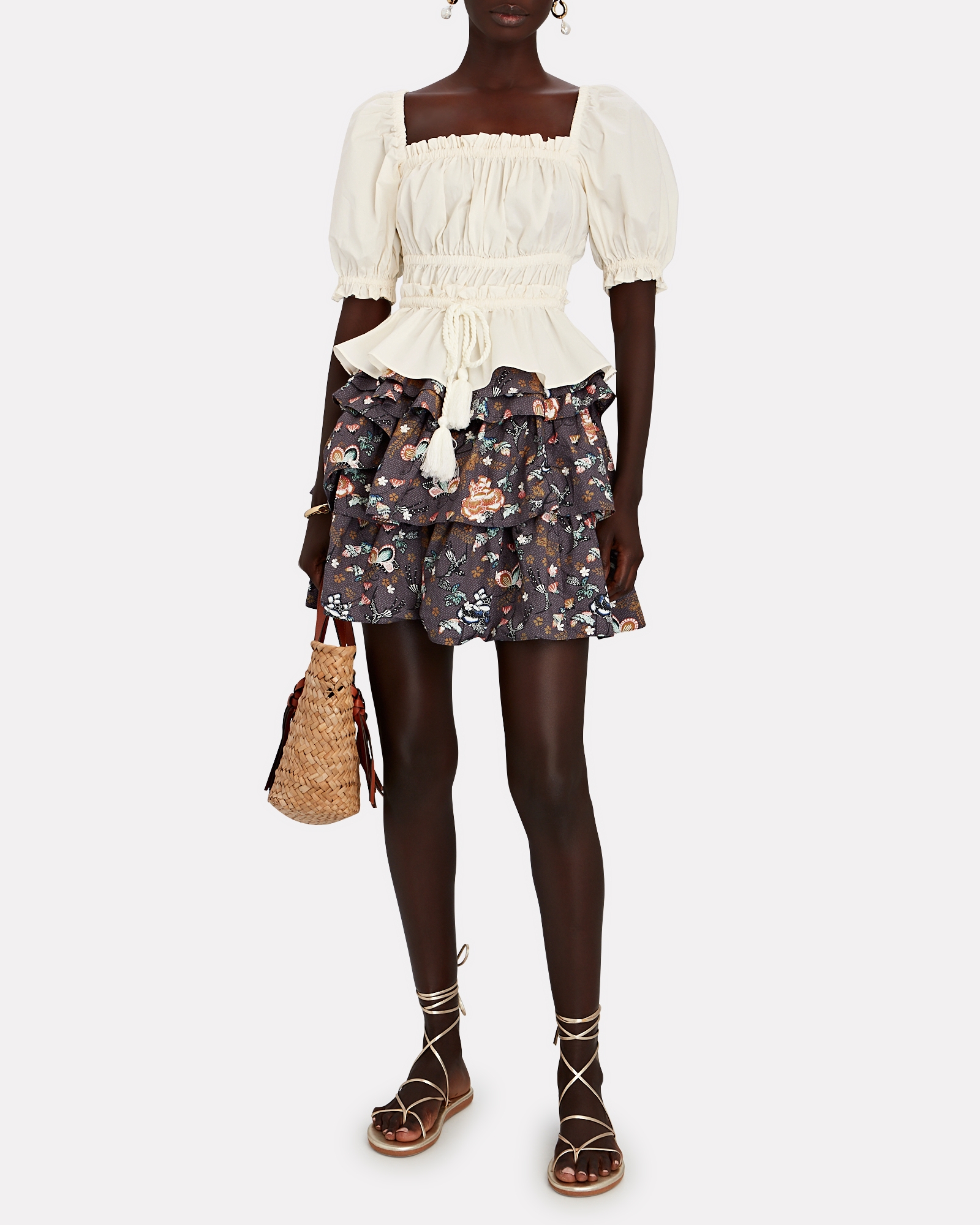 Ulla Johnson Alyssa Floral Tiered Mini Skirt | INTERMIX®