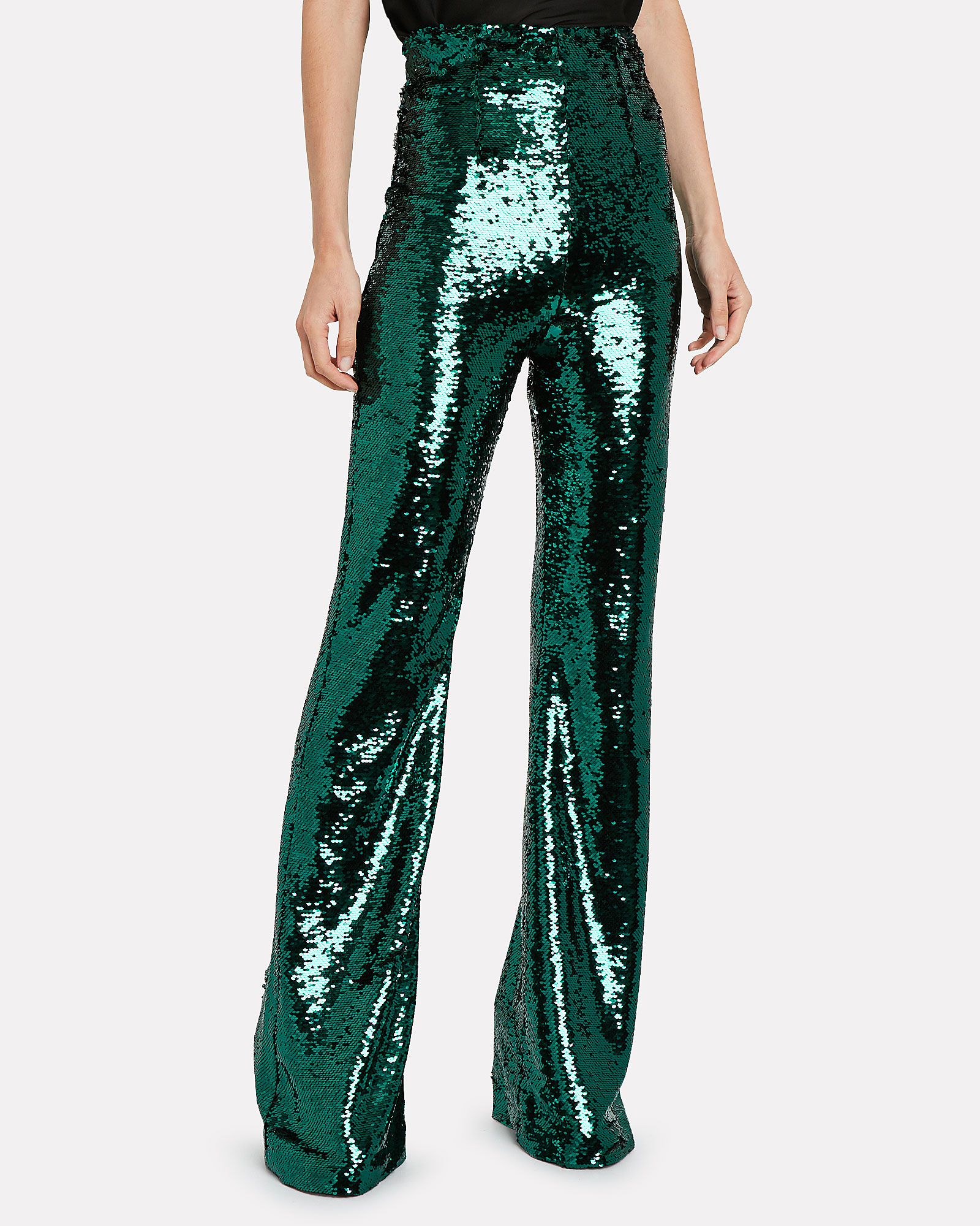 Newman Flared Sequin-Embellished Trousers