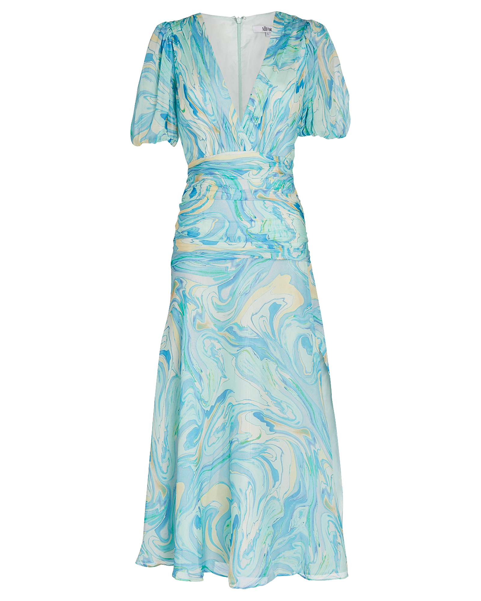 Aiifos Carolina Silk Chiffon Dress In Blue-med