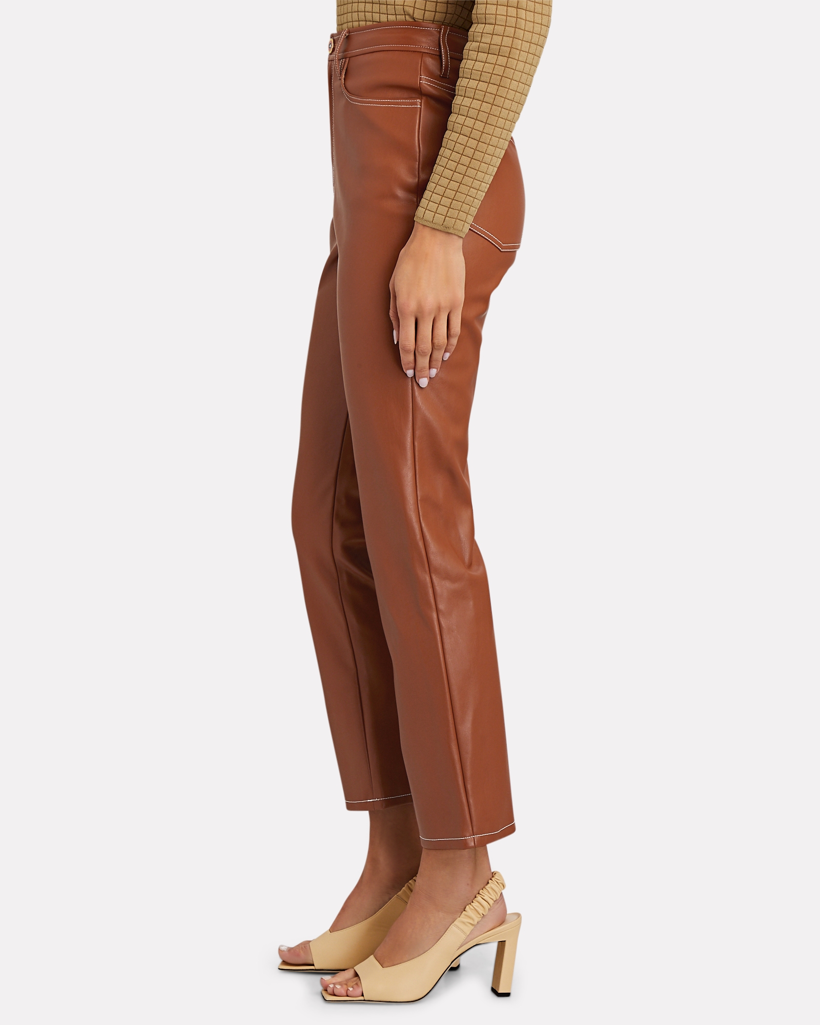 STAUD Eli Vegan Leather Straight-Leg Pants | INTERMIX®