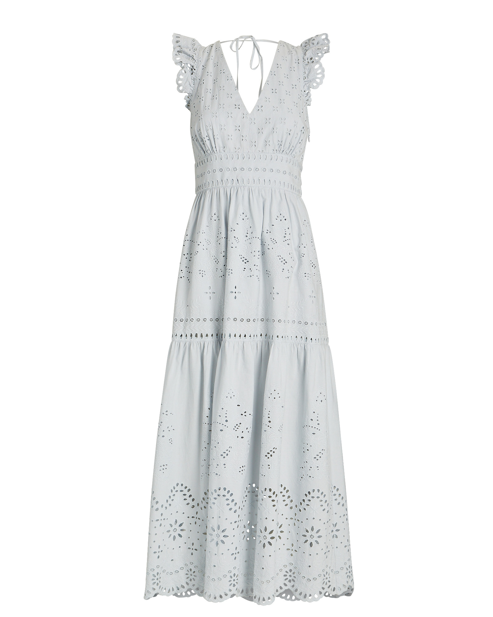 INTERMIX Private Label Broderie Anglaise Voile Maxi Dress in Light Blue ...