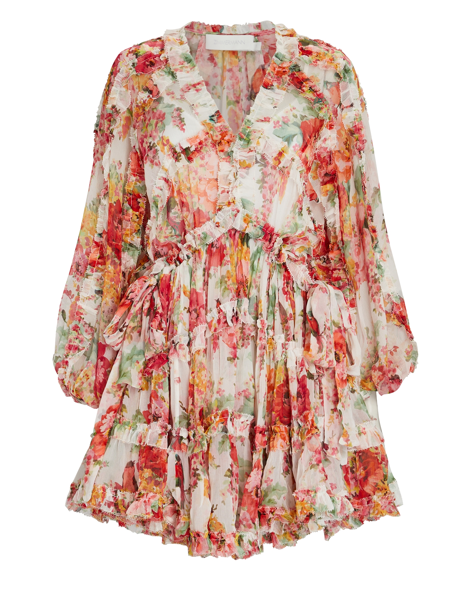 Zimmermann Mae Floral Frill Billow Mini Dress | INTERMIX®