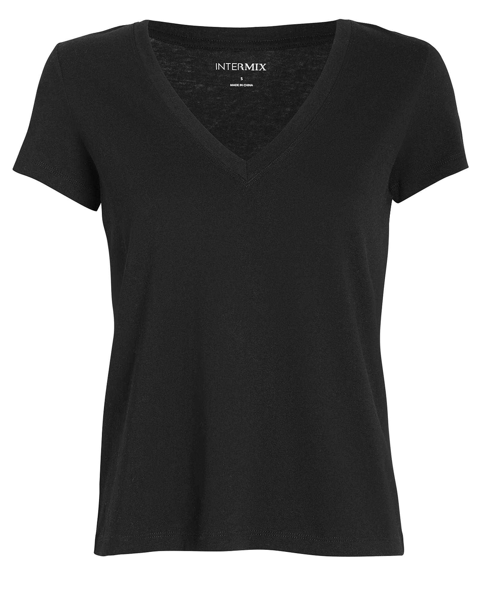Intermix Classic V-neck Jersey T-shirt In Black | ModeSens