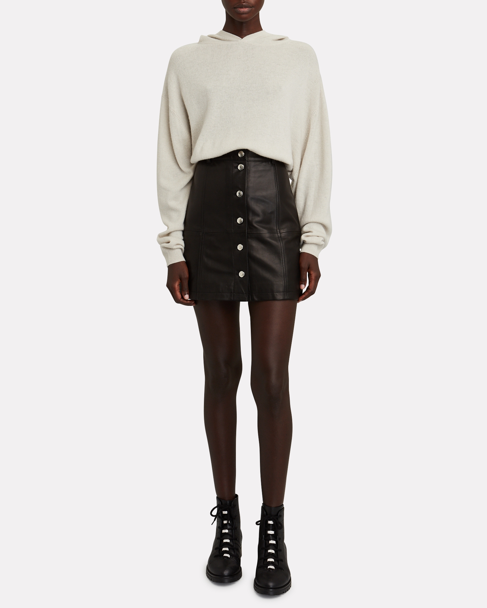IRO Leather Button-Front Mini Skirt | INTERMIX®
