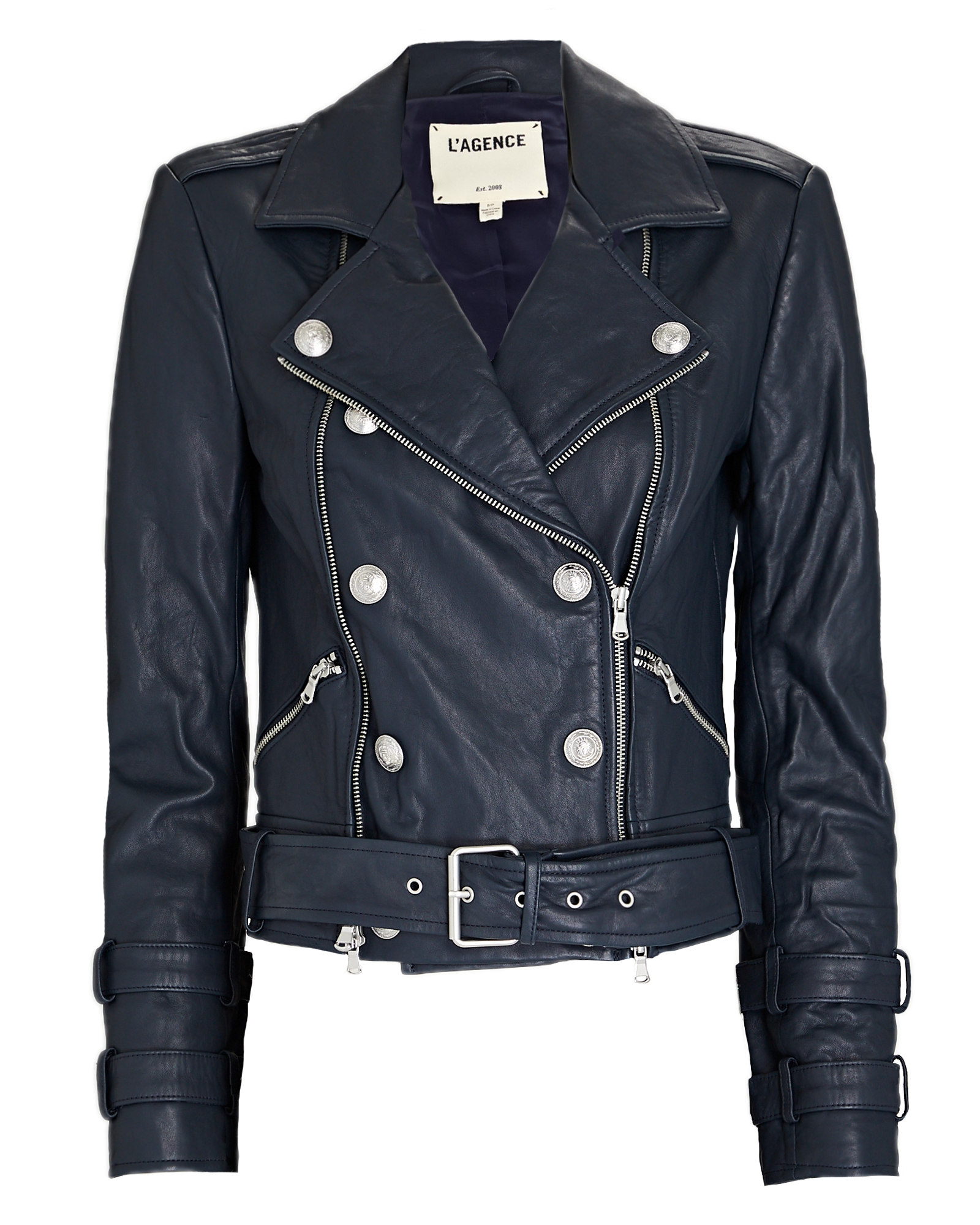 L AGENCE BILLIE DOUBLE-BREASTED LEATHER JACKET,060097953917