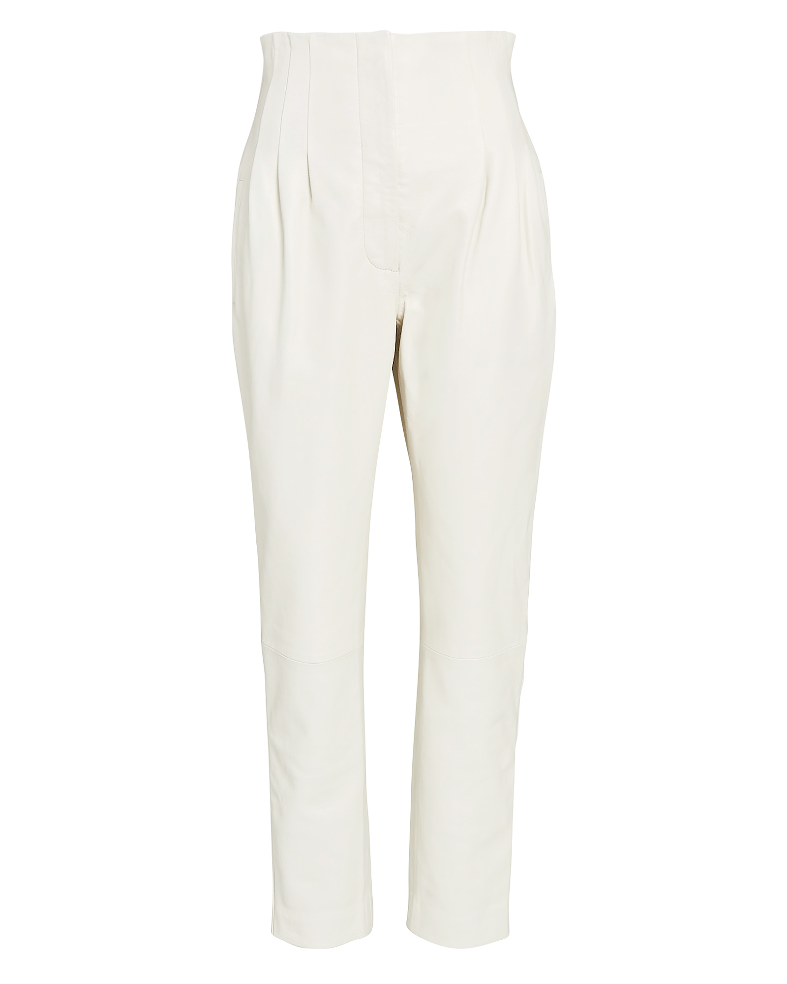 Alberta Ferretti Tapered High-Waist White Leather Pants | INTERMIX®