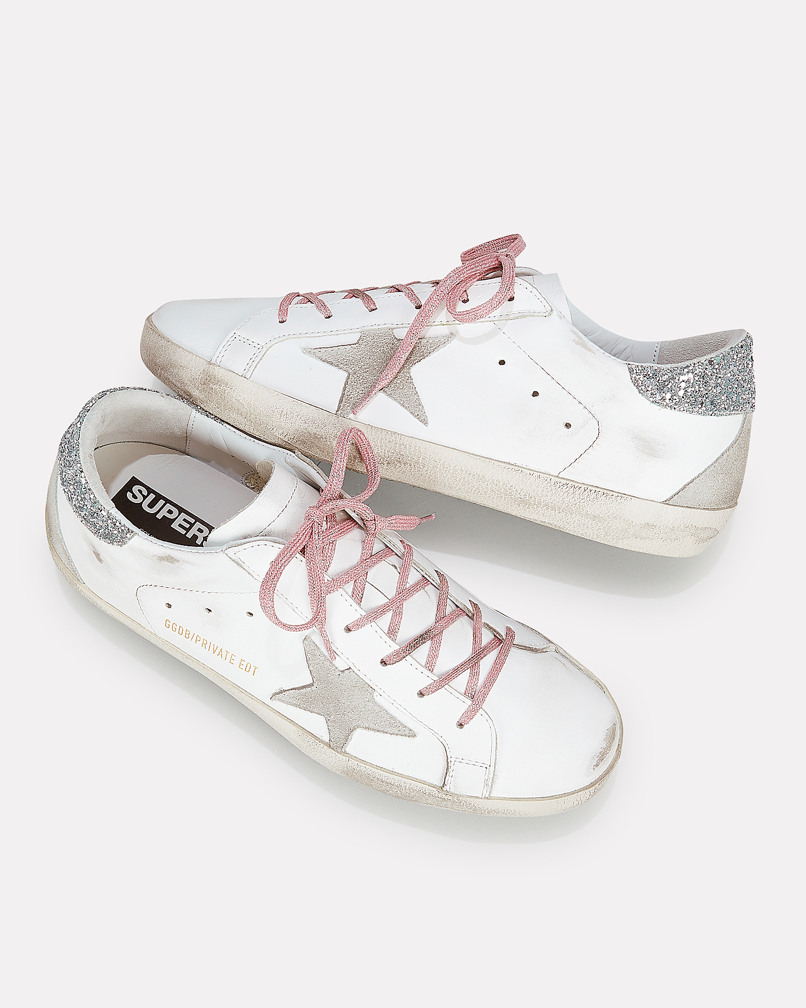 Superstar Pink Glitter Laces Low-Top Sneakers