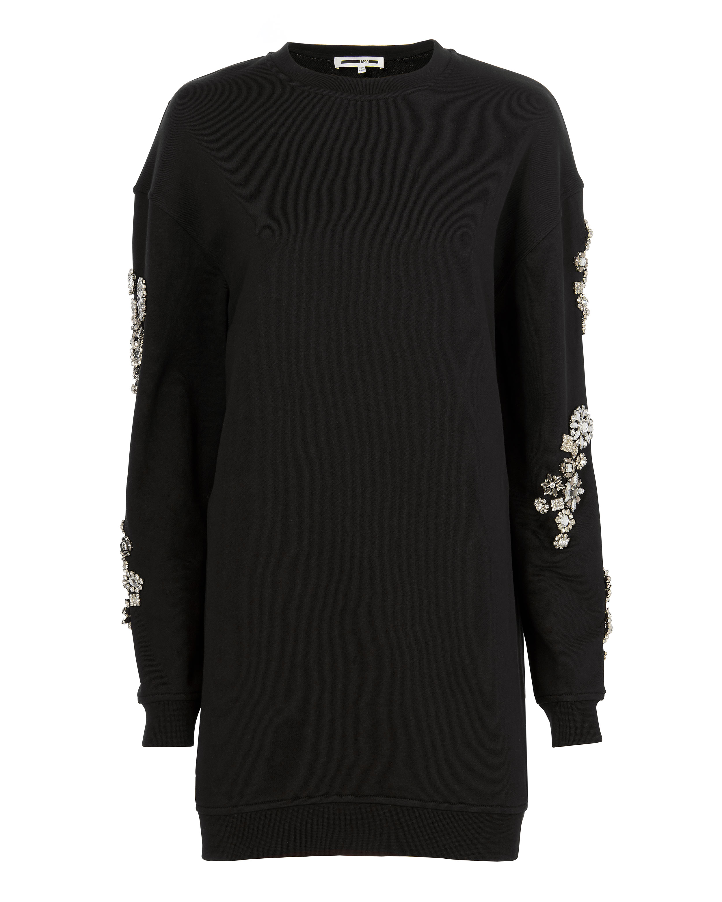 McQ by Alexander McQueen Crystal-Embellished Sweatshirt Dress in black ...