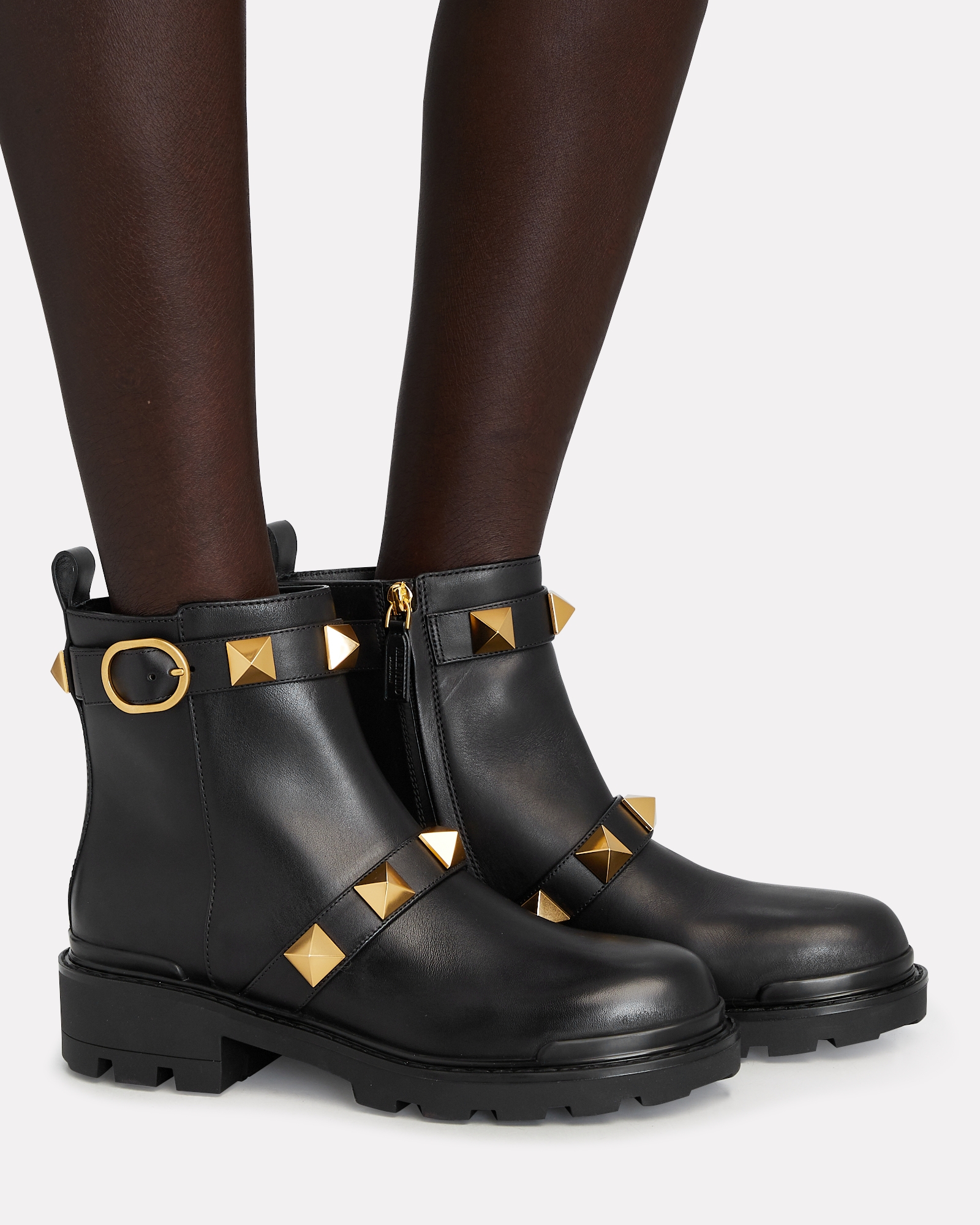 Valentino Garavani Roman Stud Leather Ankle Boots | INTERMIX®