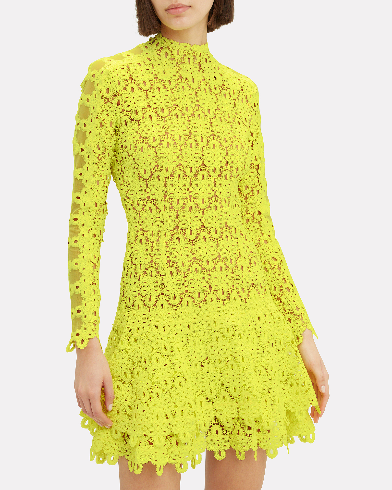 Yellow Guipure Lace Mini Dress | INTERMIX®