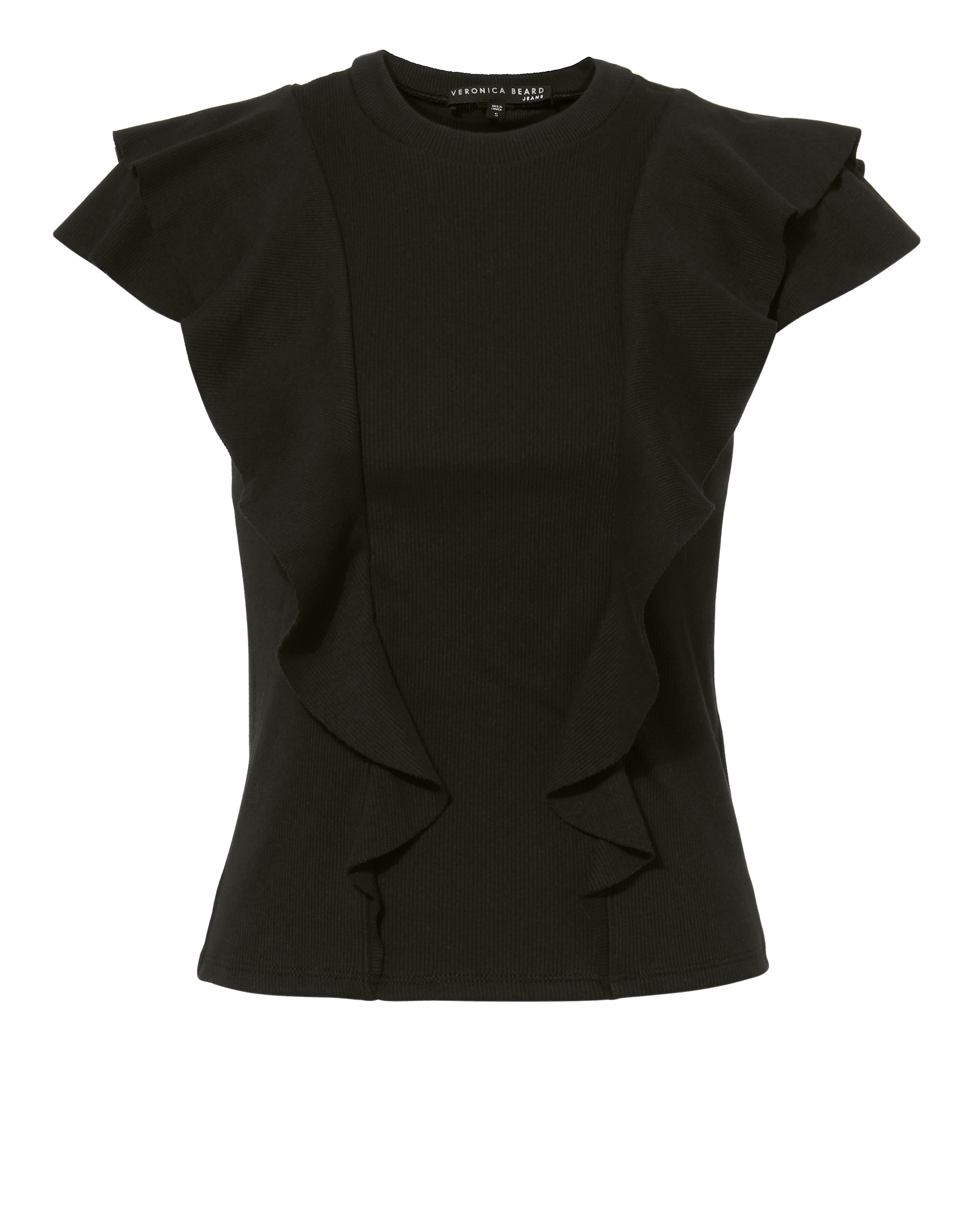 Veronica Beard Bea Ruffle T-Shirt in black | INTERMIX®