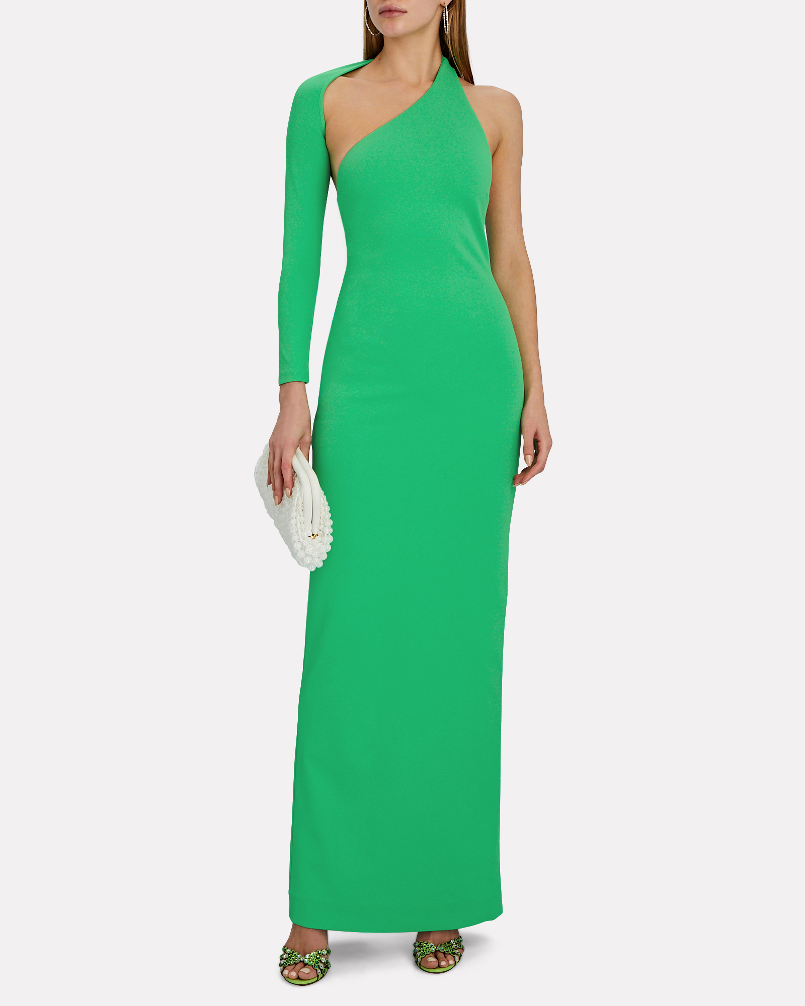 Solace London Saren Crepe Maxi Dress In Green | INTERMIX®