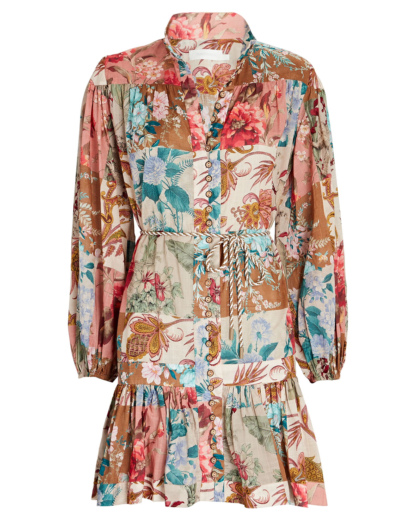 Zimmermann Cassia Patchwork Floral Cotton Mini Dress | INTERMIX®