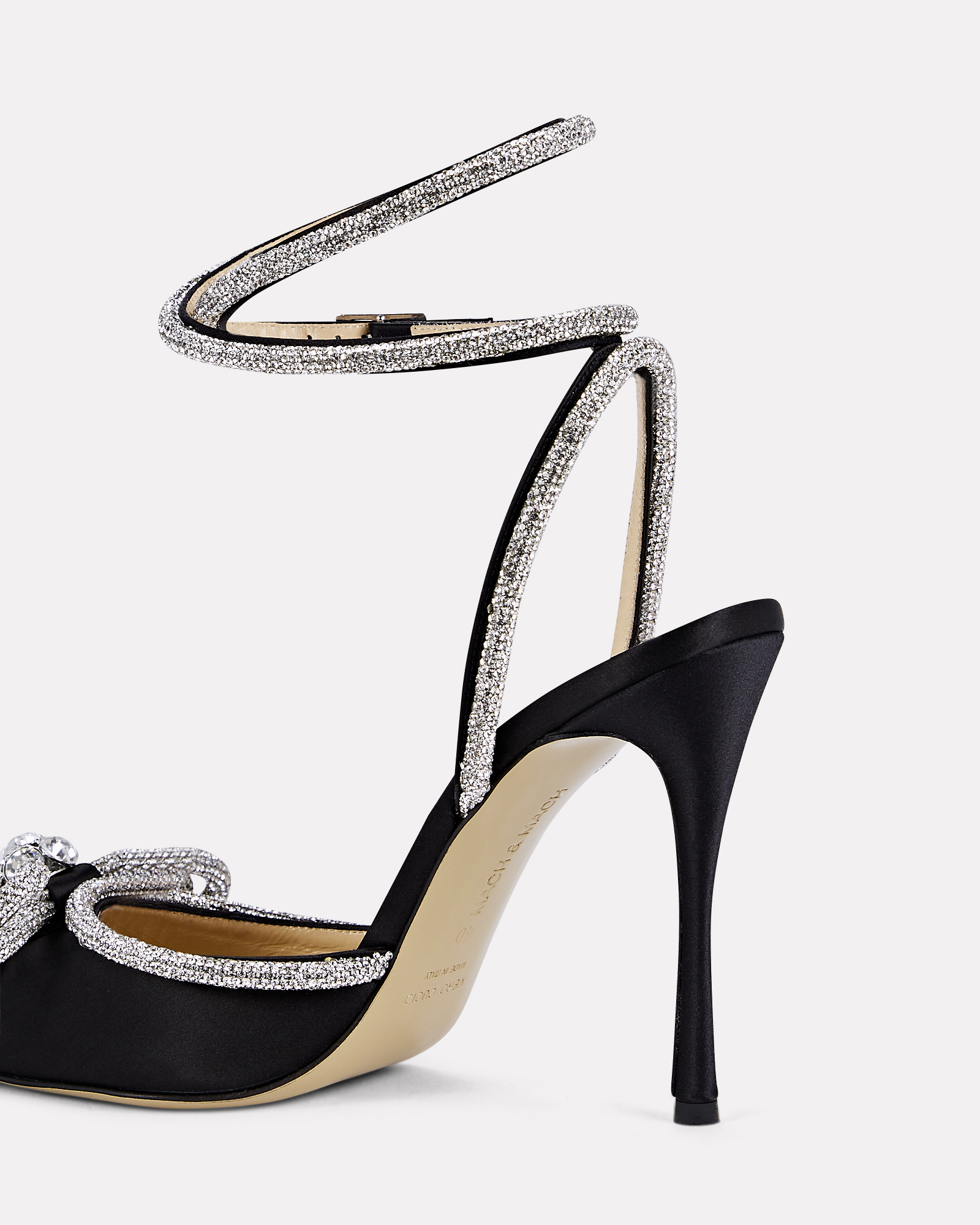 MACH & MACH Double Bow Crystal-Embellished Satin Pumps | INTERMIX®