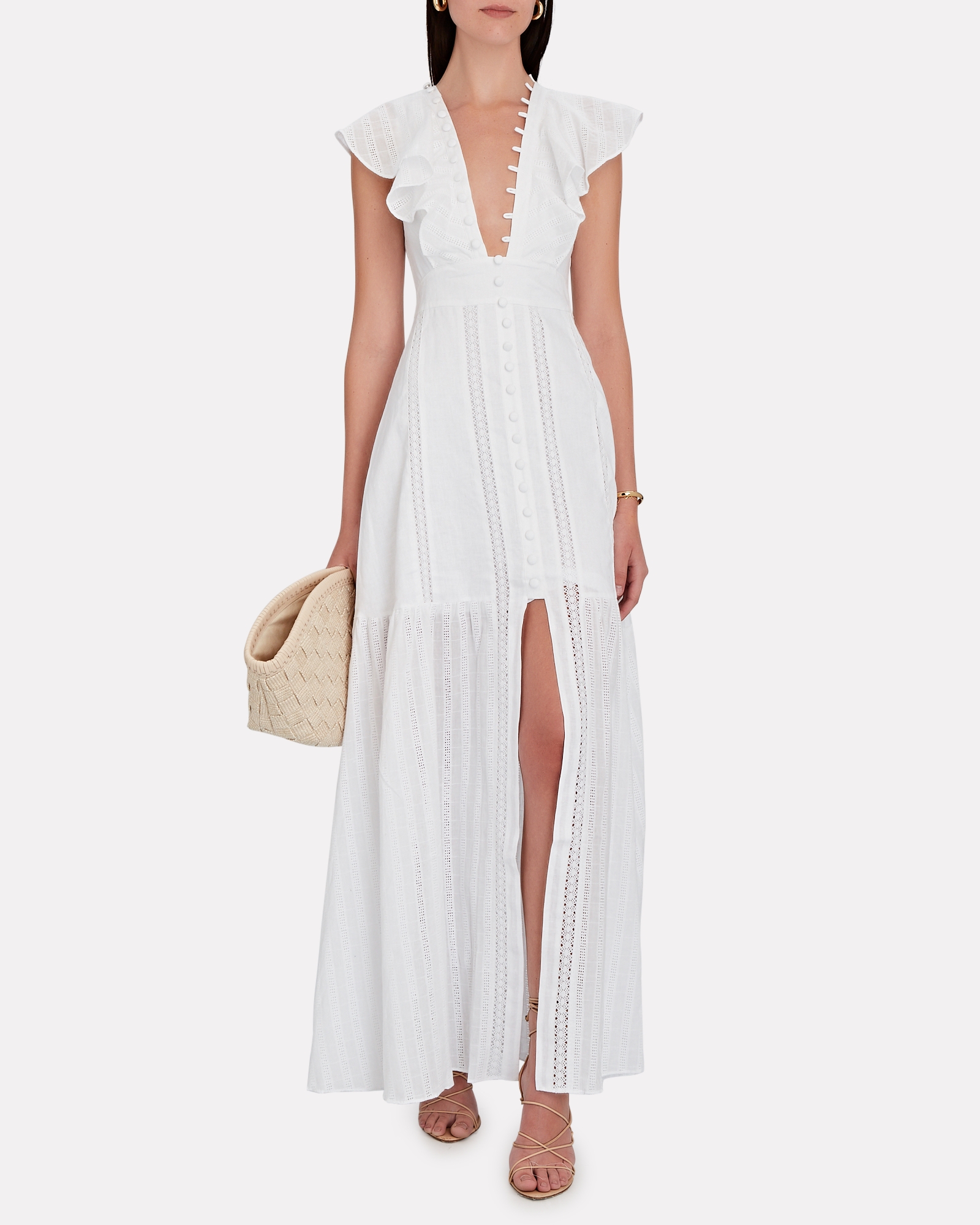 Joslin Maxine Cotton Linen Lace Maxi Dress | INTERMIX®