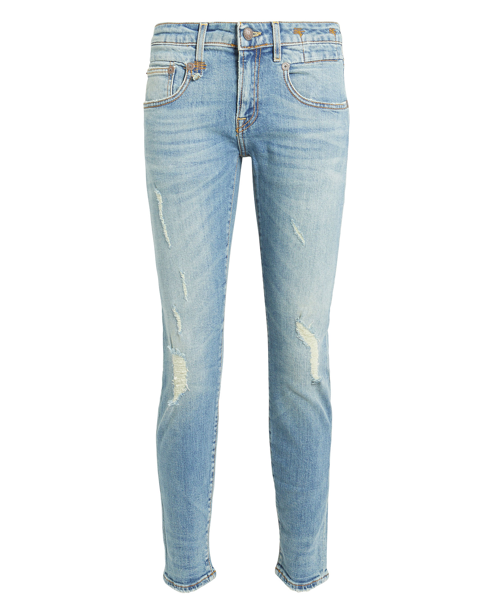 R13 Boy Skinny Distressed Jeans In Light Blue Denim | ModeSens
