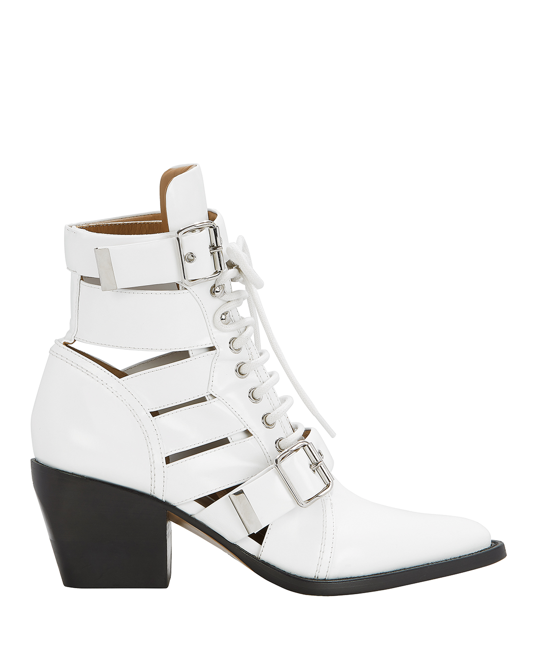 Rylee Cutout White Ankle Boots