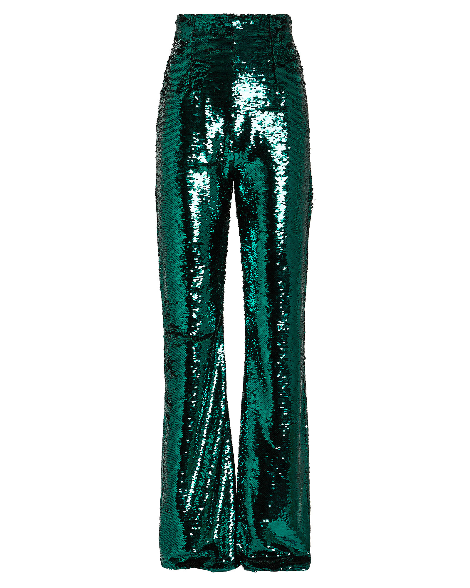 16ARLINGTON Newman Flared Sequin-Embellished Trousers in green | INTERMIX®