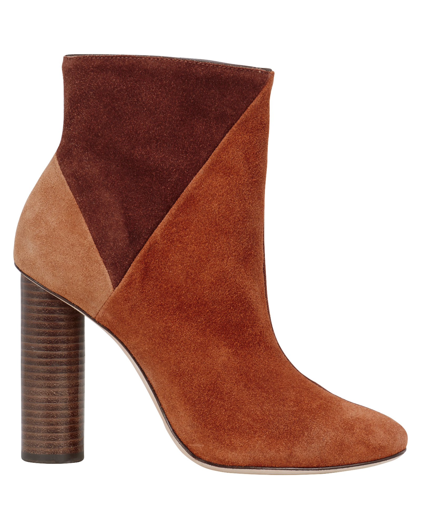 Ulla Johnson Carin Patchwork Suede Booties In Brown