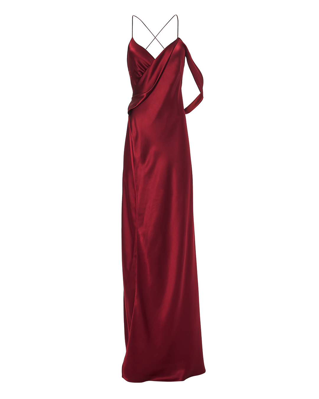 Long Draped Red Silk Gown | Michelle Mason