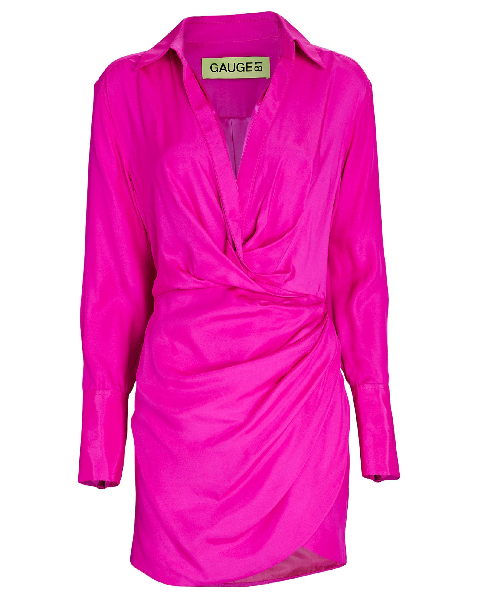 Gauge81 Naha Draped Mini Shirt Dress In Pink | INTERMIX®