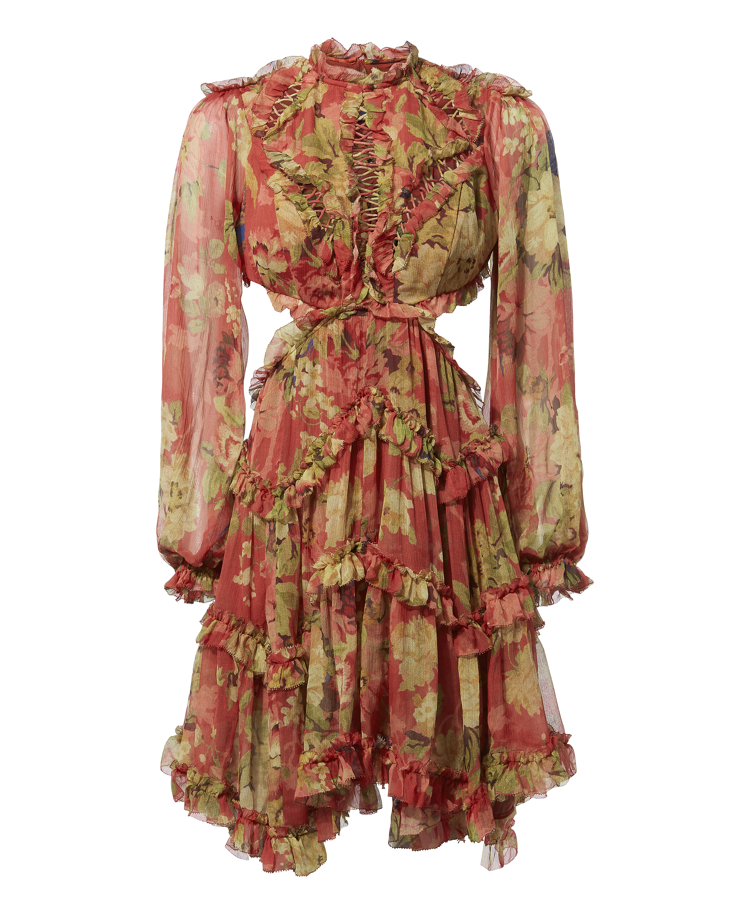 Melody Lace-Up Floral Short Dress | Zimmermann