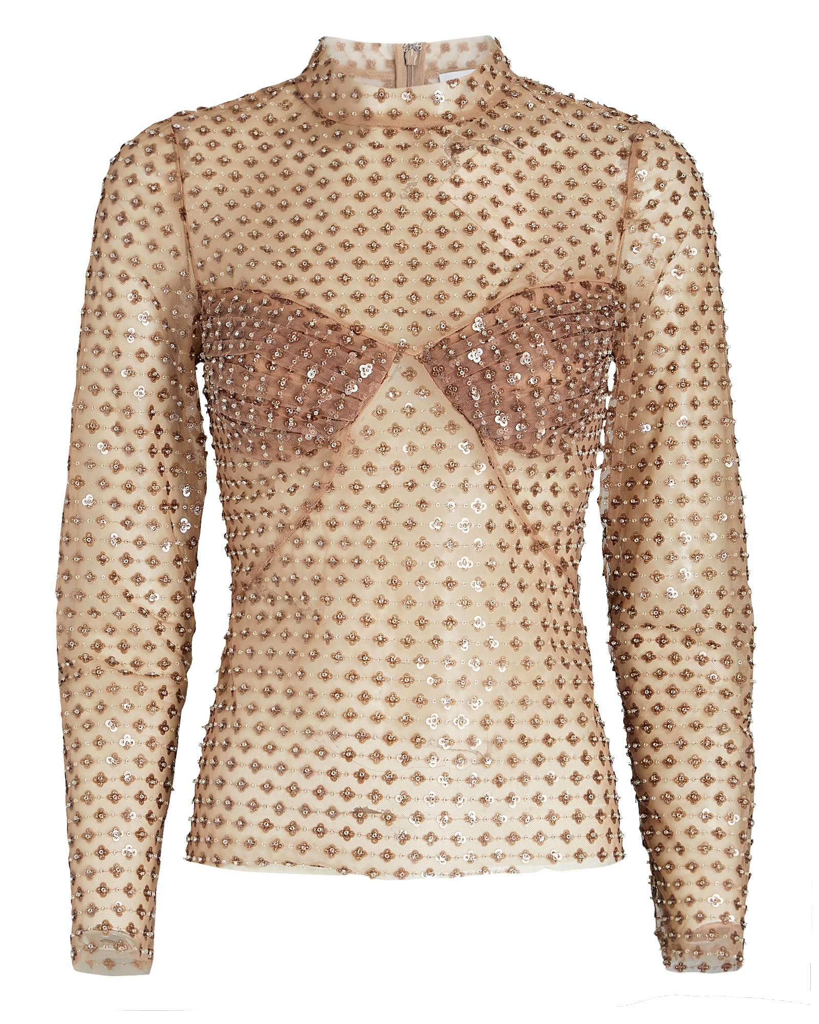 Self-Portrait Dot Embellished Top In Brown | INTERMIX®