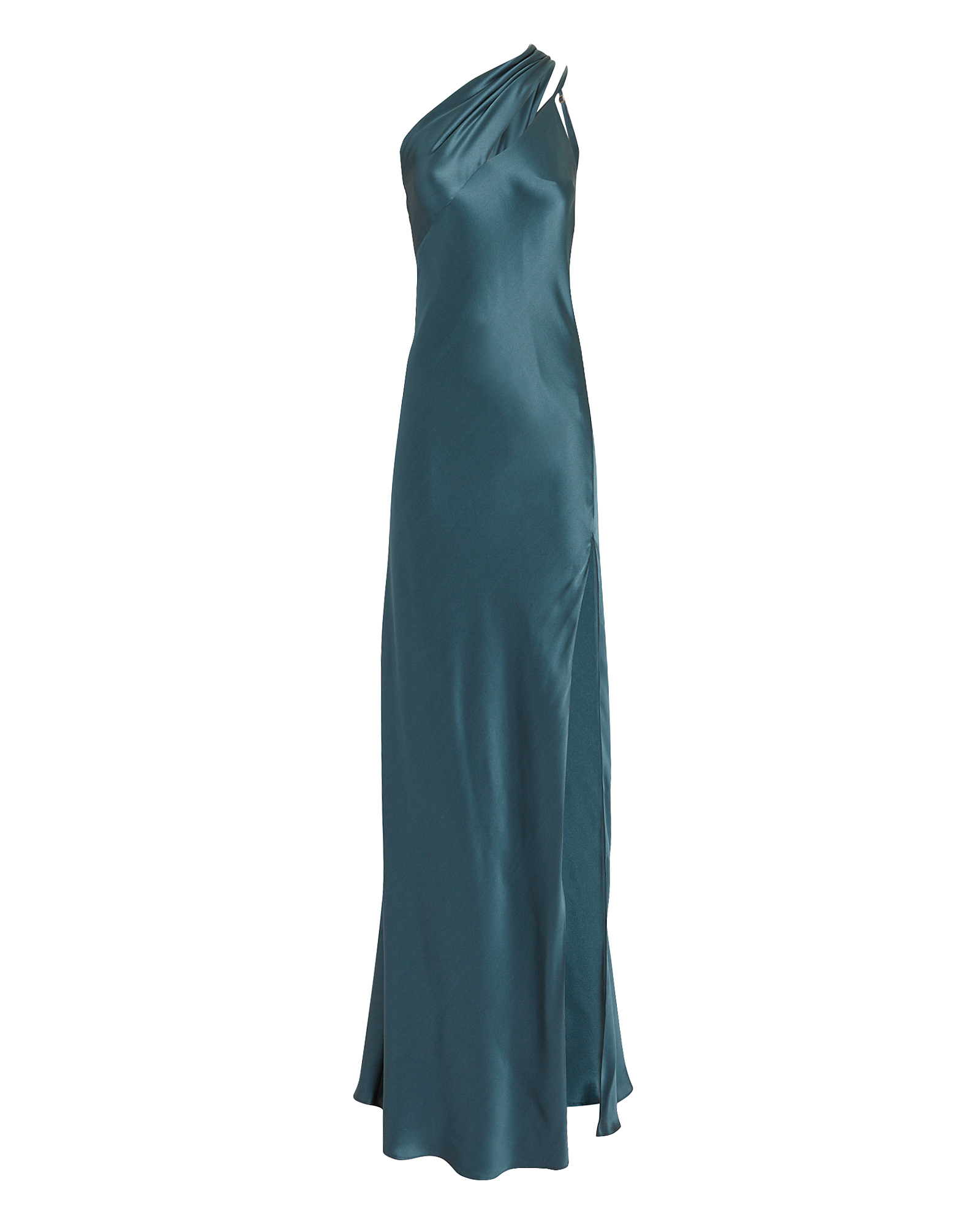One Shoulder Dark Blue Gown