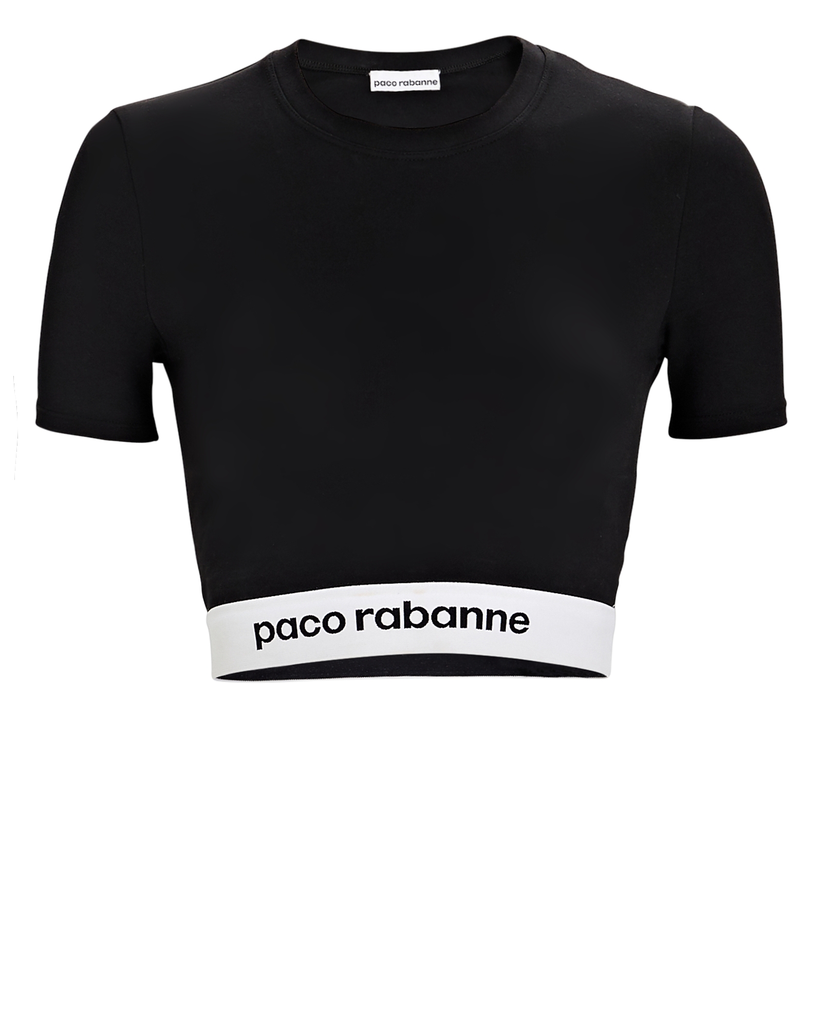 Paco Rabanne Black Cropped Active Logo Sport Top In P001 Black | ModeSens