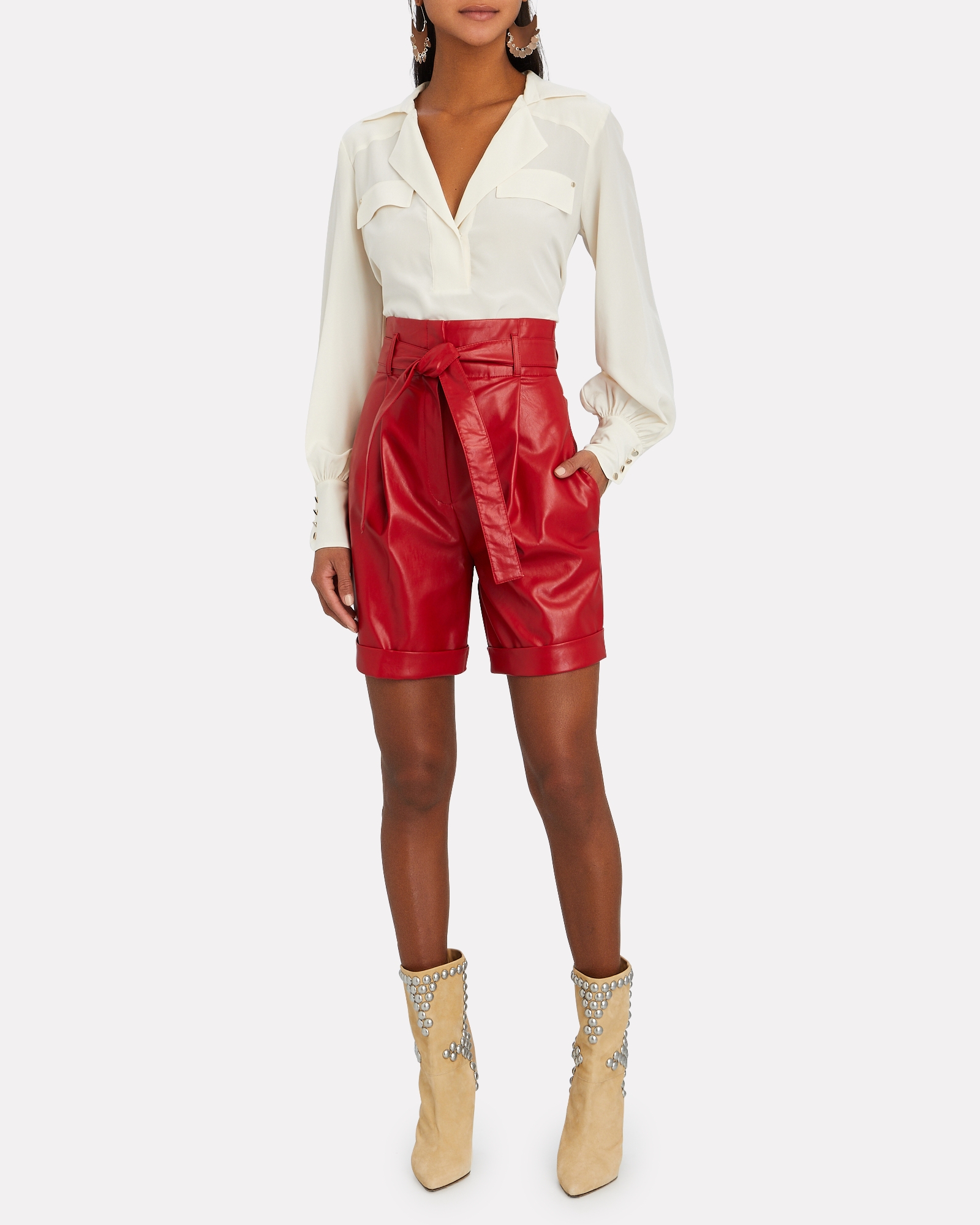 Philosophy Di Lorenzo Belted Eco Faux Leather Shorts | INTERMIX®