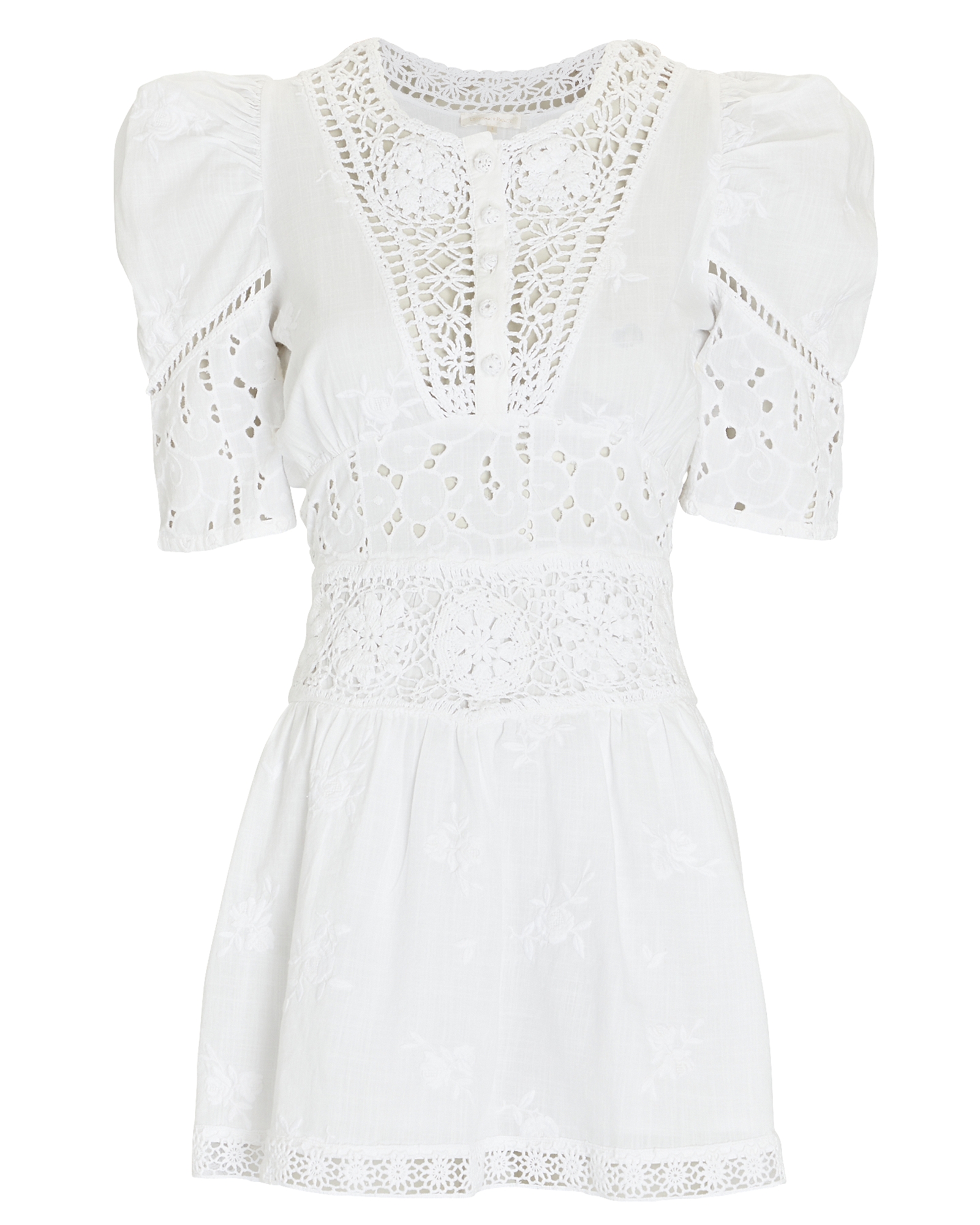 LoveShackFancy Divine Puff Sleeve Cotton Mini Dress | INTERMIX®