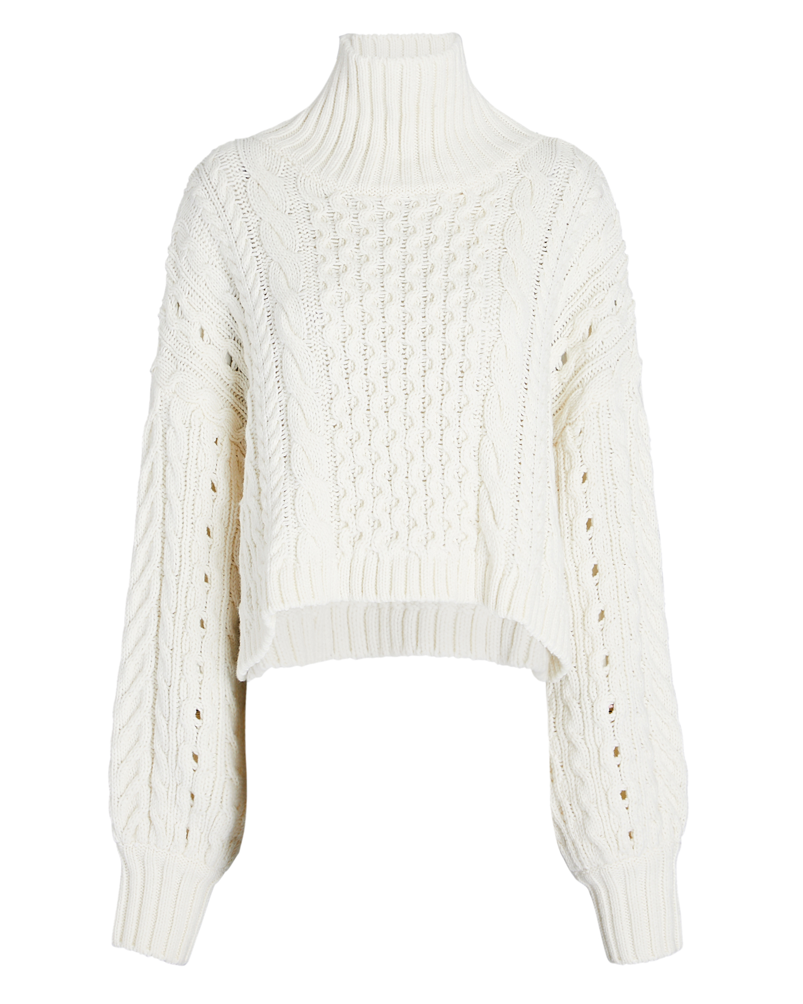 Cable-Knit Wool-Blend Turtleneck Sweater