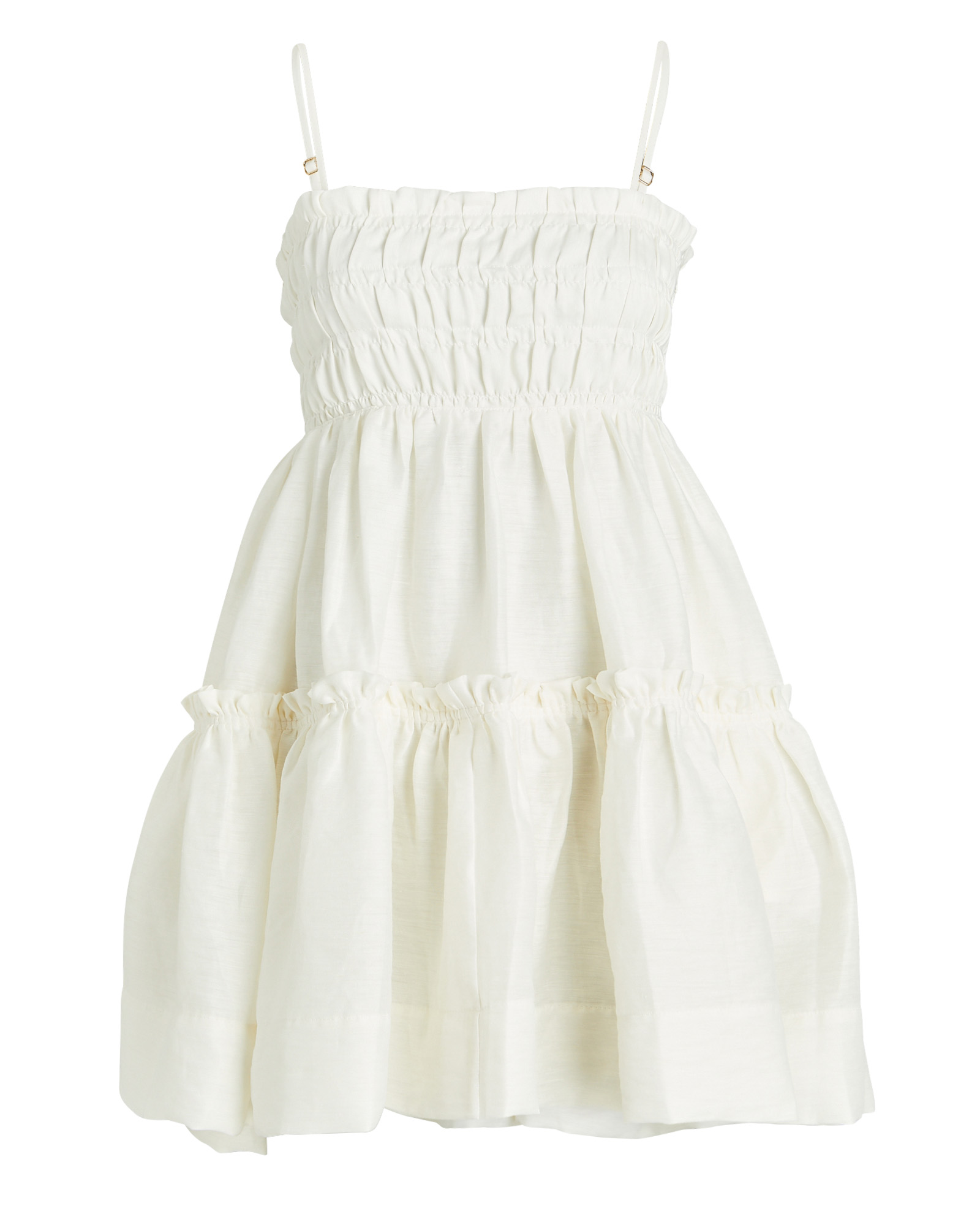 Shona Joy Bruna Shirred Linen-Blend Mini Dress | INTERMIX®
