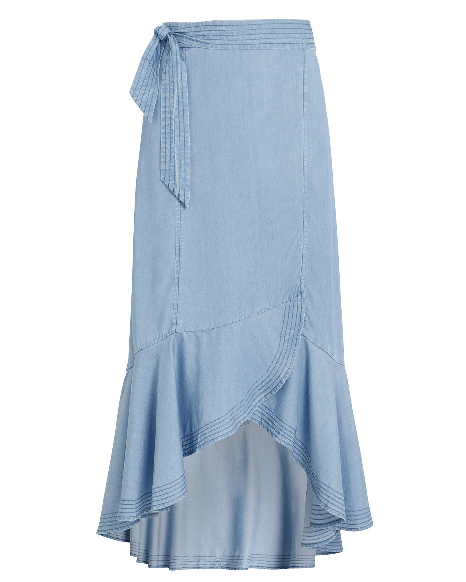 Intermix Katie Chambray Wrap Skirt In Blue-lt | ModeSens