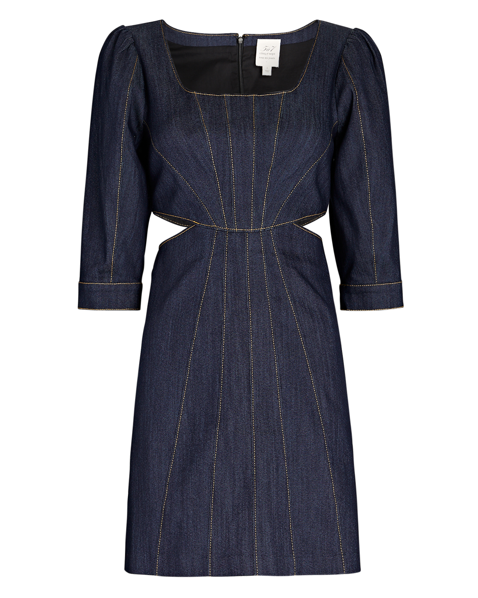 Cinq à Sept Lani Cut-Out Denim Mini Dress In Blue | INTERMIX®