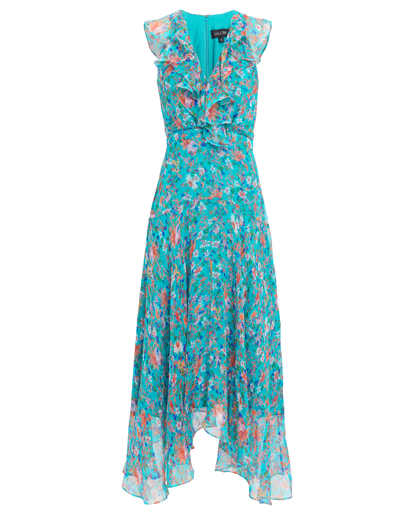 Saloni Rita Floral Midi Dress in blue | INTERMIX®