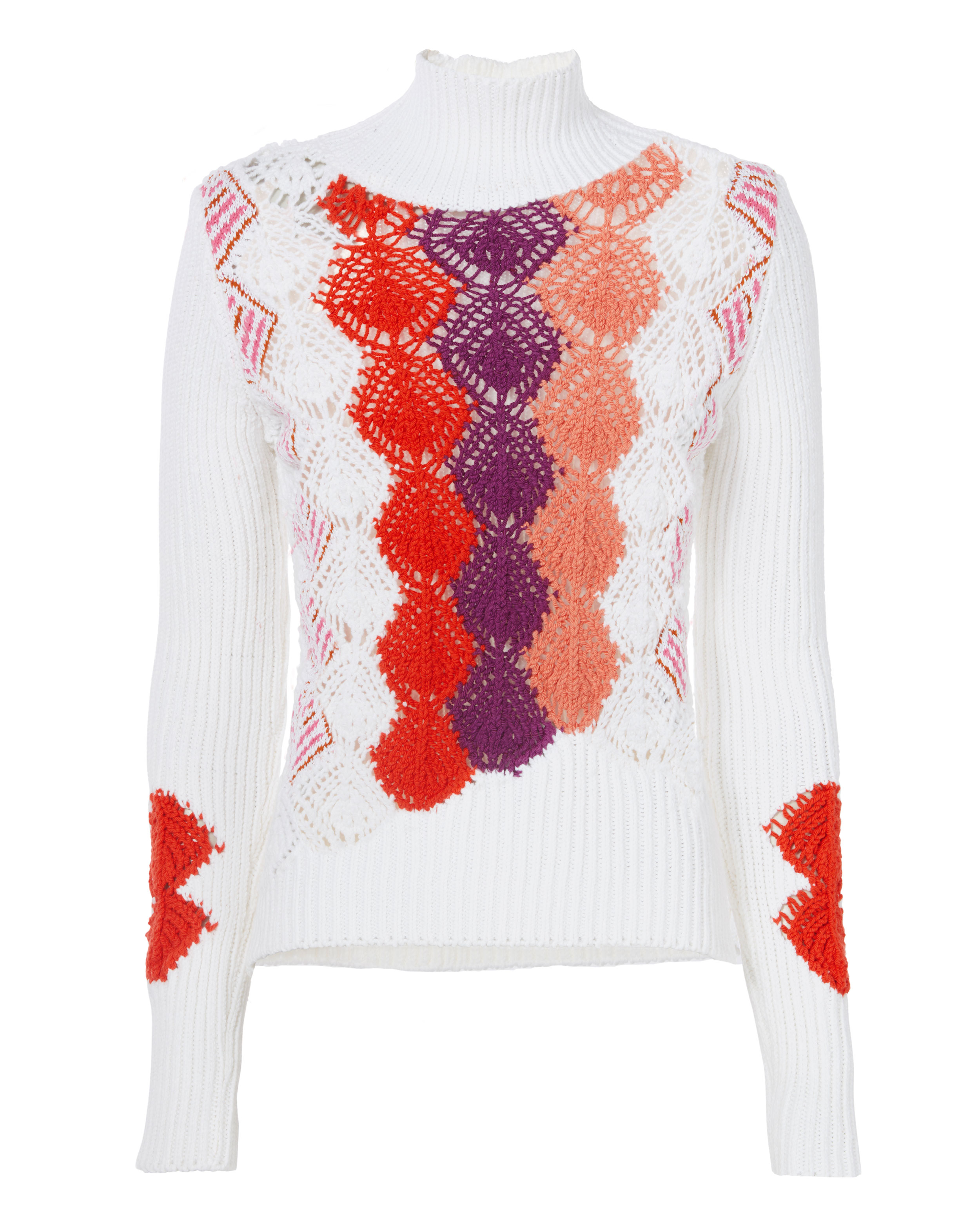 Multicolored Crochet Turtleneck Sweater