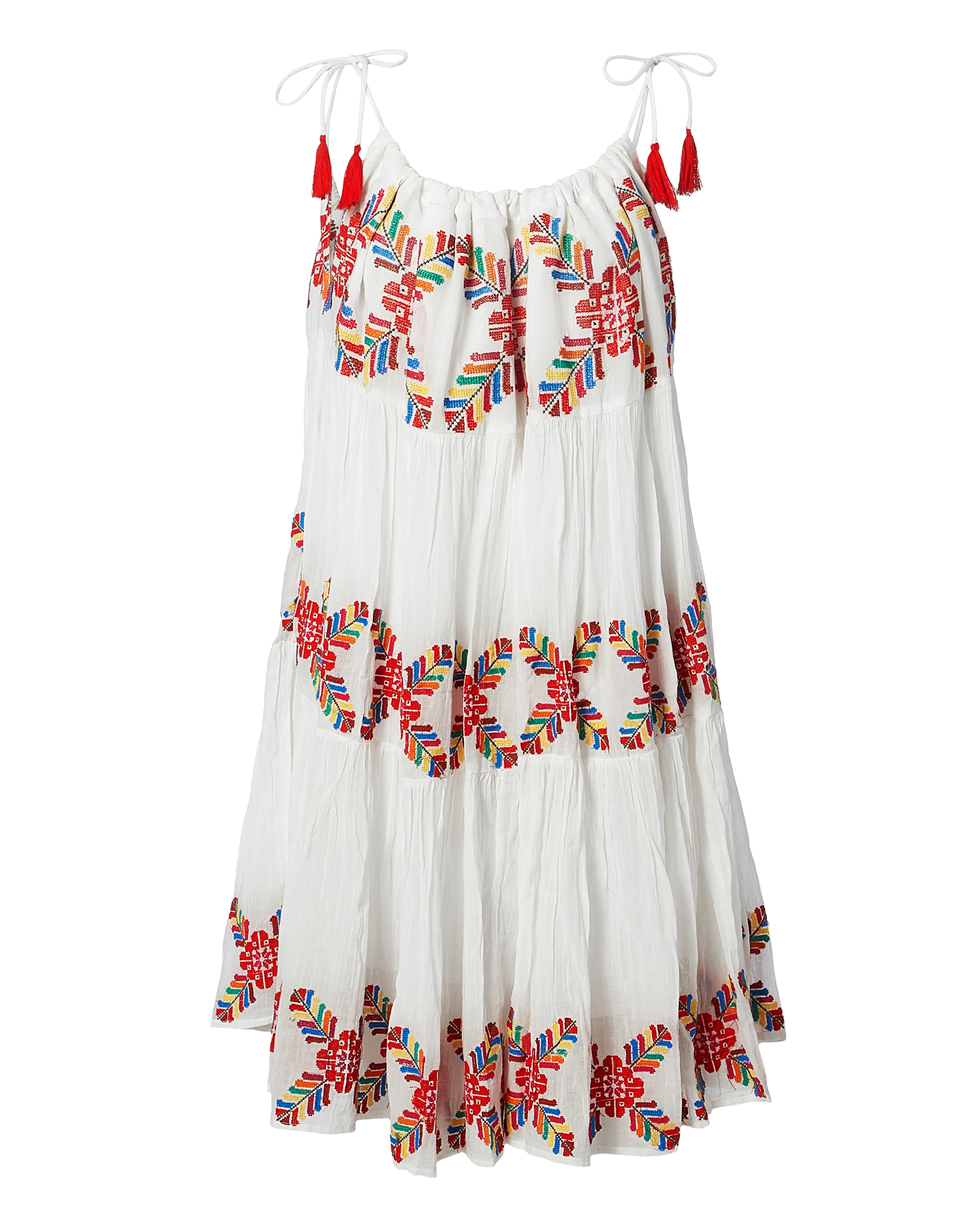 CAROLINA K Multi Embroidered White Dress,318D01