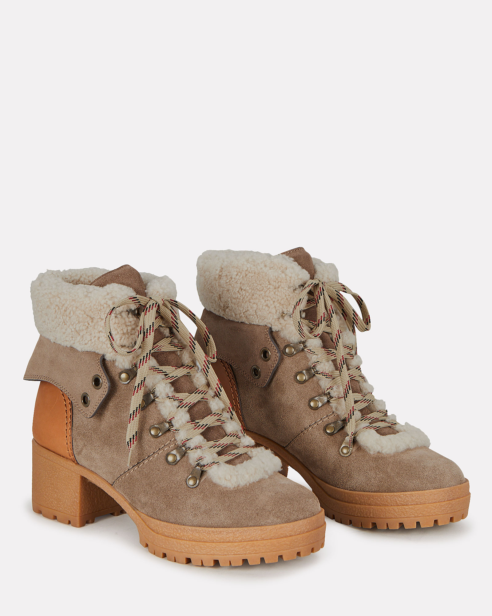 Shearling Lace-Up Hiker Booties