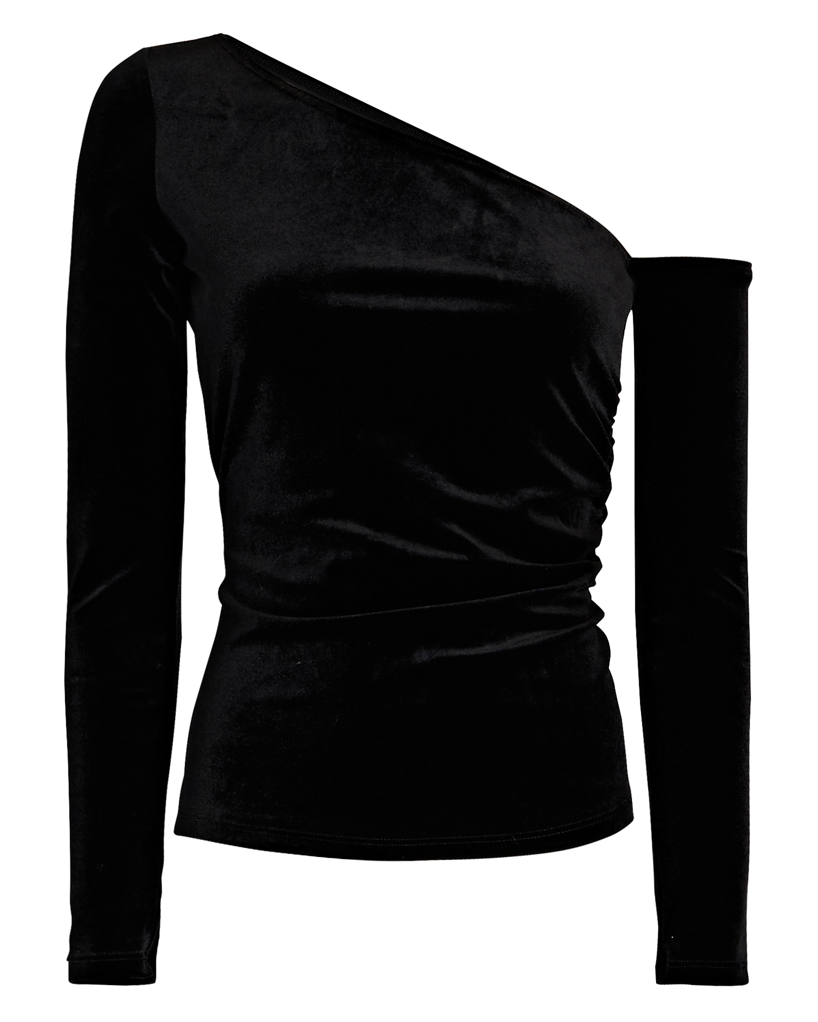L'Agence Hattie One-Shoulder Velvet TopIn Black | INTERMIX®