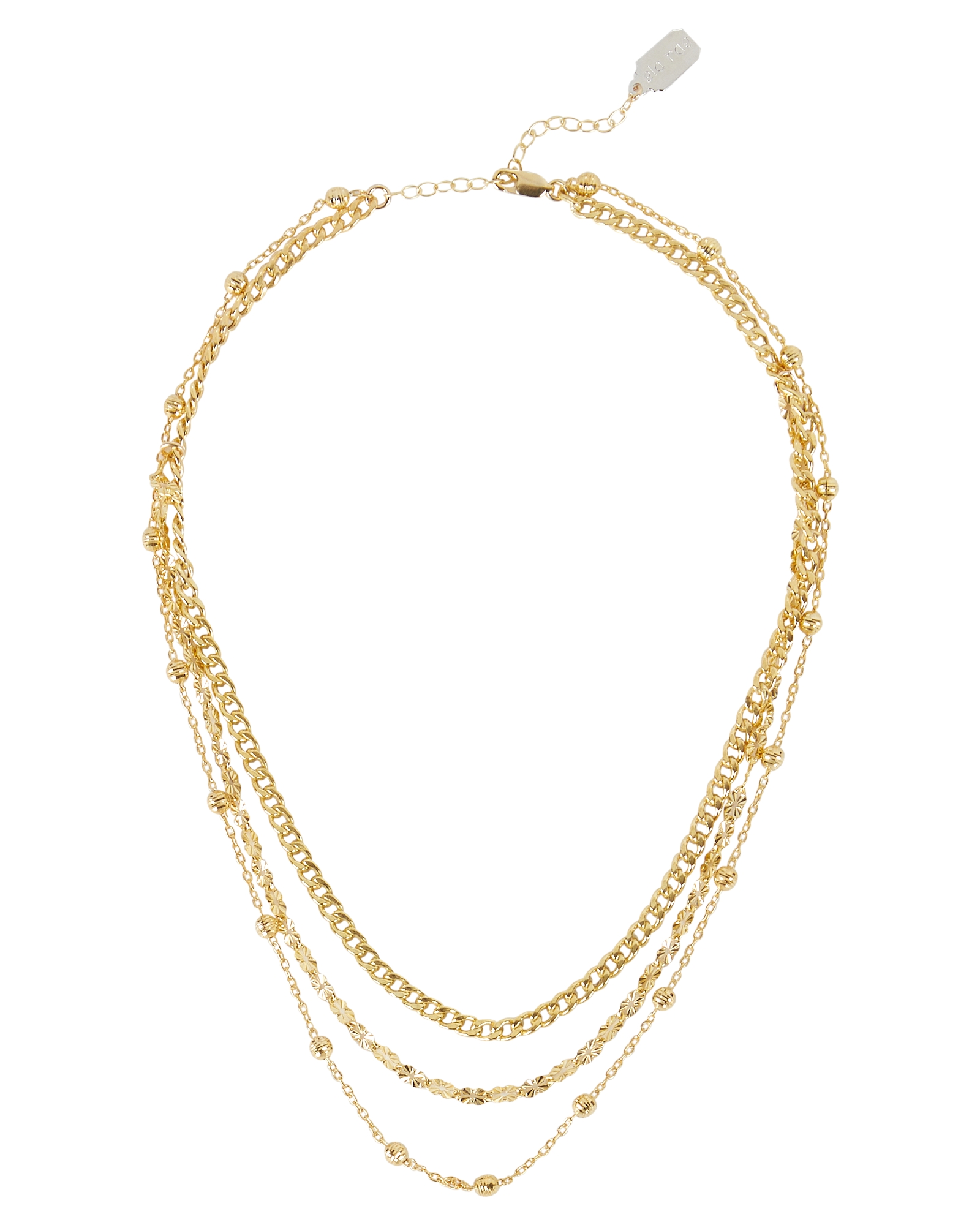 Ela Rae Three Layer Mixed Chain Necklace In Gold