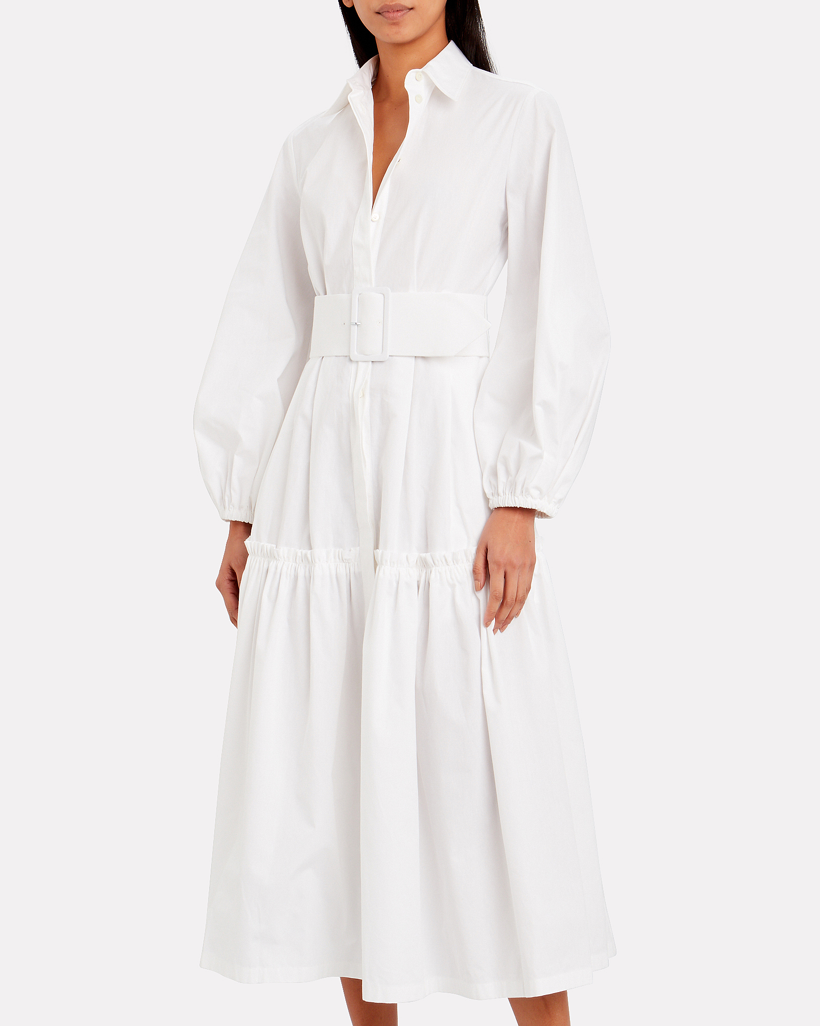 Sara Battaglia | Ruffled Cotton Poplin Shirt Dress | INTERMIX®