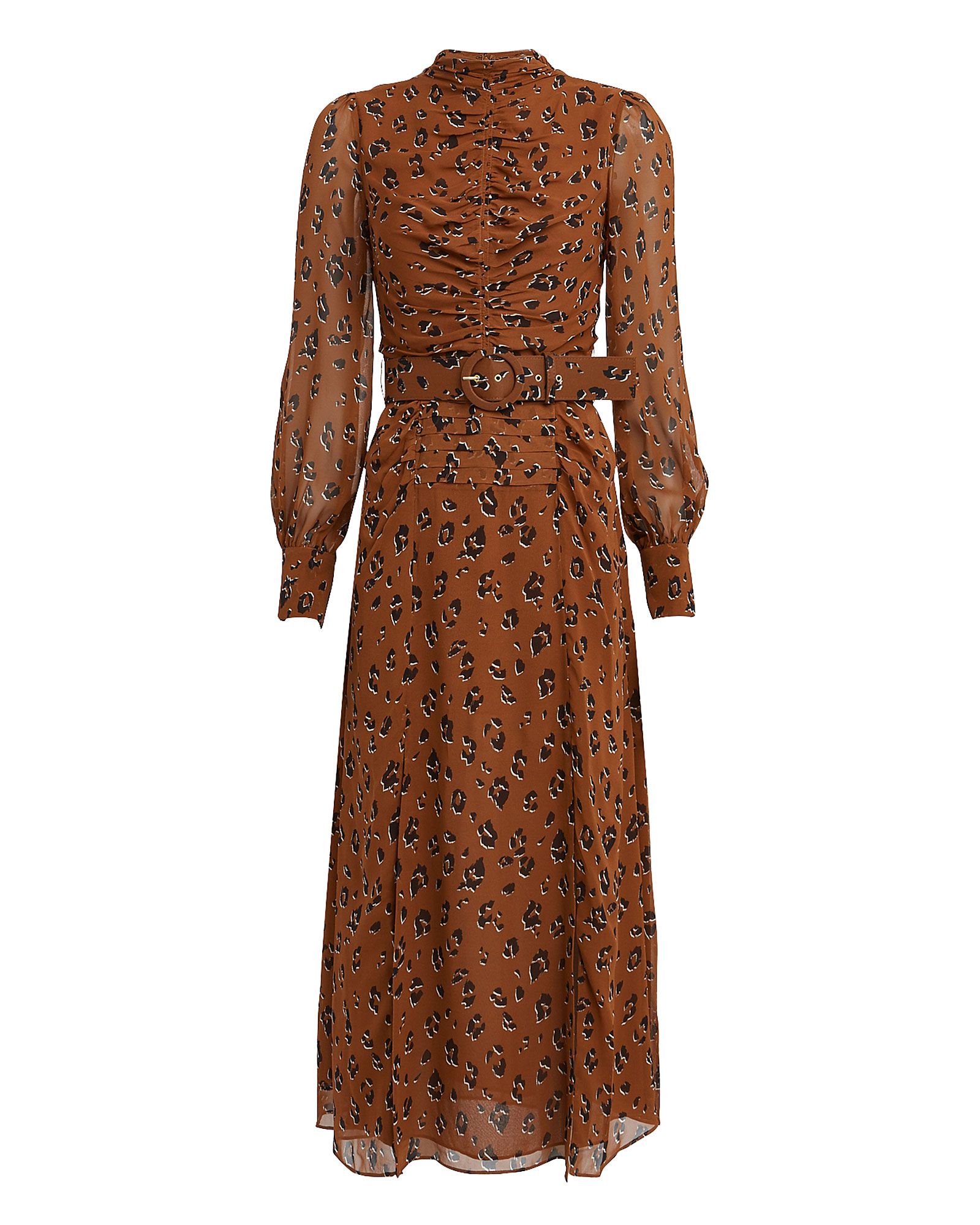Leopard Georgette Ruched Dress
