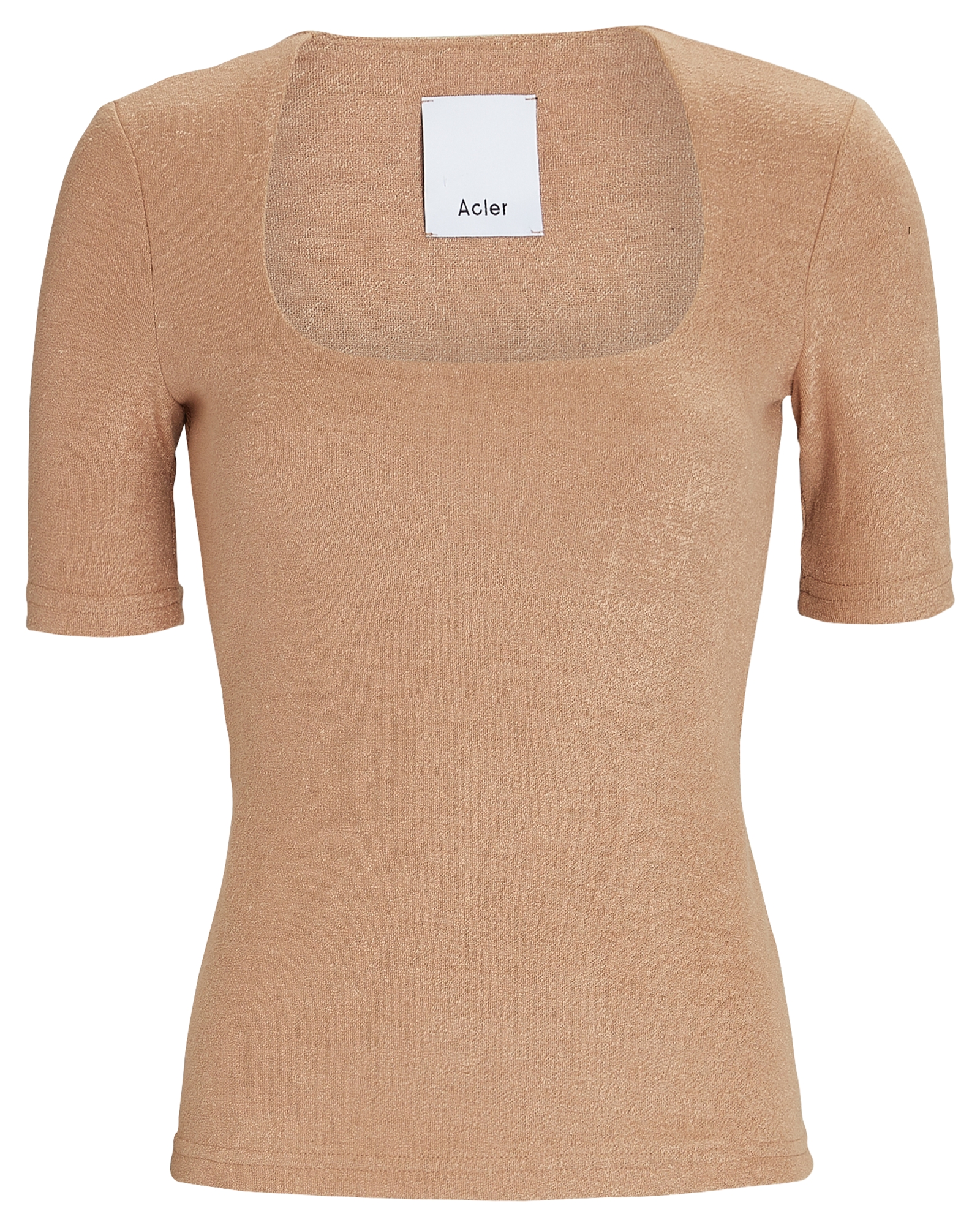 Acler Highfield Knit Square Neck Top In Beige