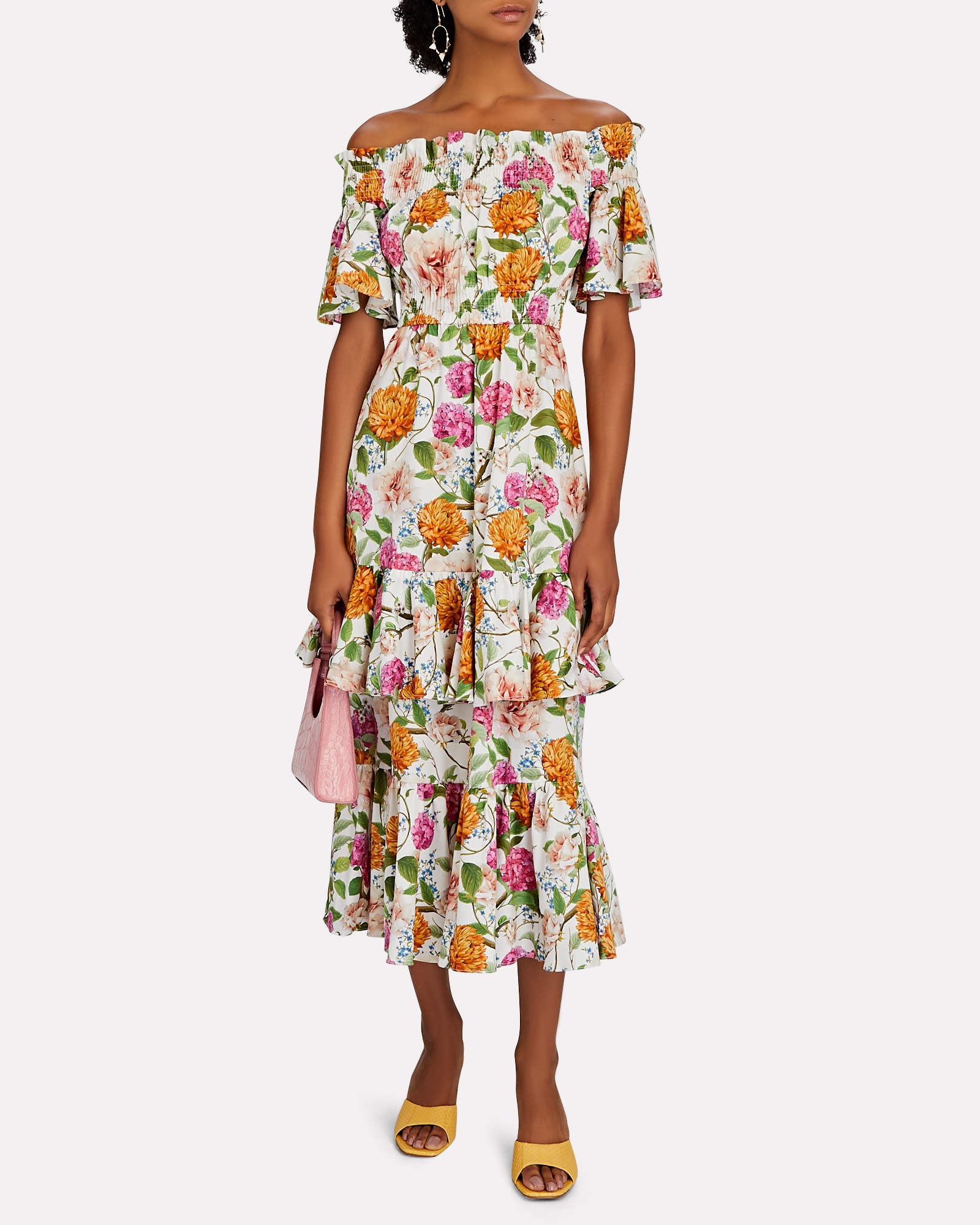 Borgo De Nor Margarita Off-the-Shoulder Floral Cotton Dress | INTERMIX®