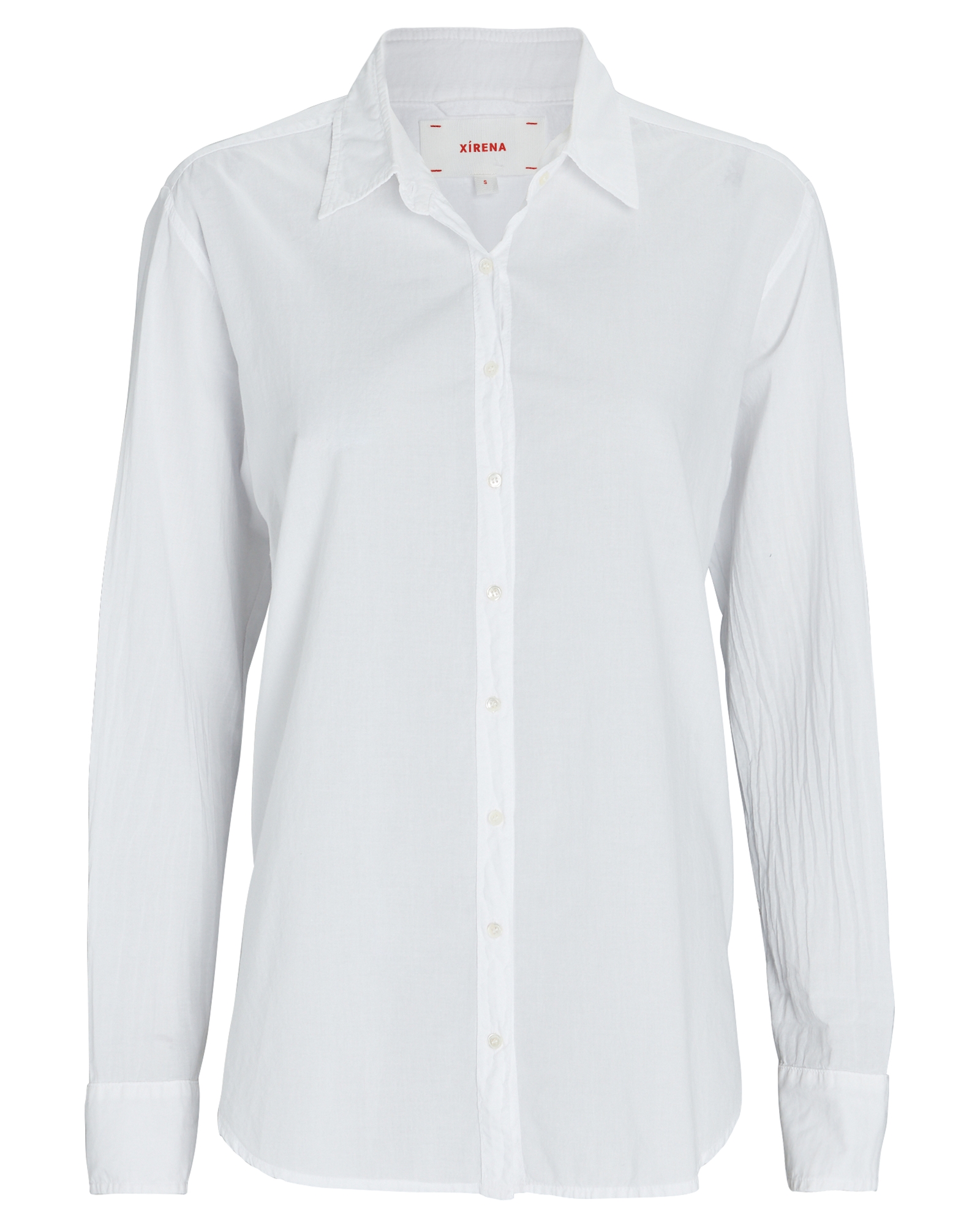 XíRENA Beau Cotton Button-Down Shirt, White L