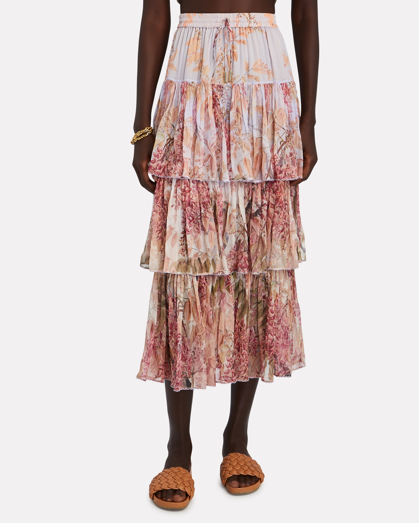 Zimmermann Botanica Tiered Silk Floral Skirt | INTERMIX®